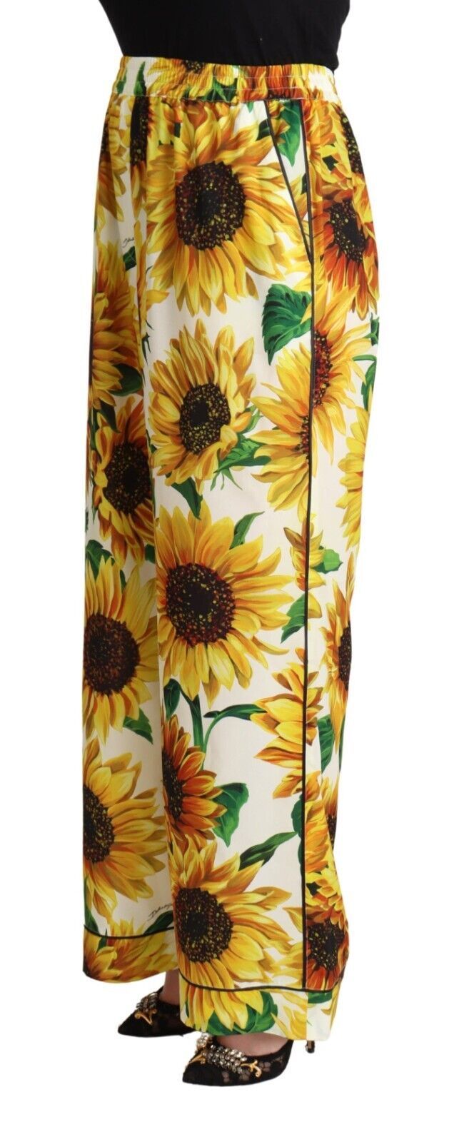 Dolce &amp; Gabbana Elegant sunflower wide leg trousers