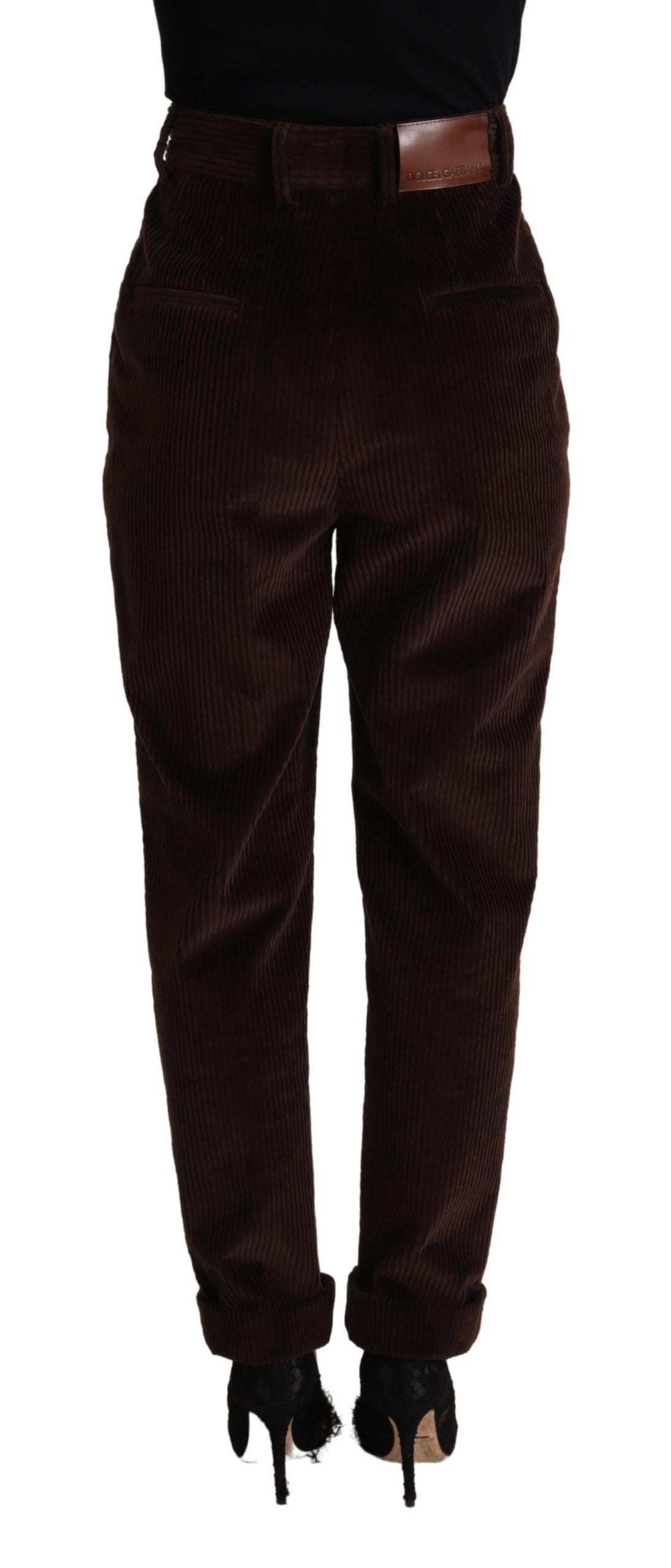 Dolce & Gabbana Bordeauxfarbene Cordhose aus Baumwolle, konisch zulaufende Hose