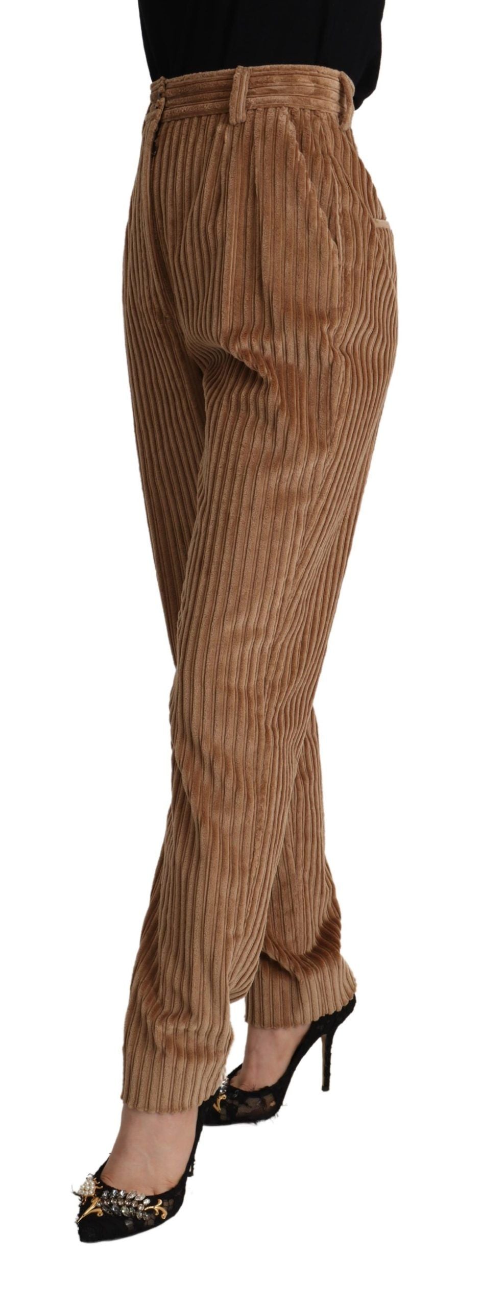 Dolce & Gabbana Braune Cordhose aus Baumwolle, konisch zulaufende Hose