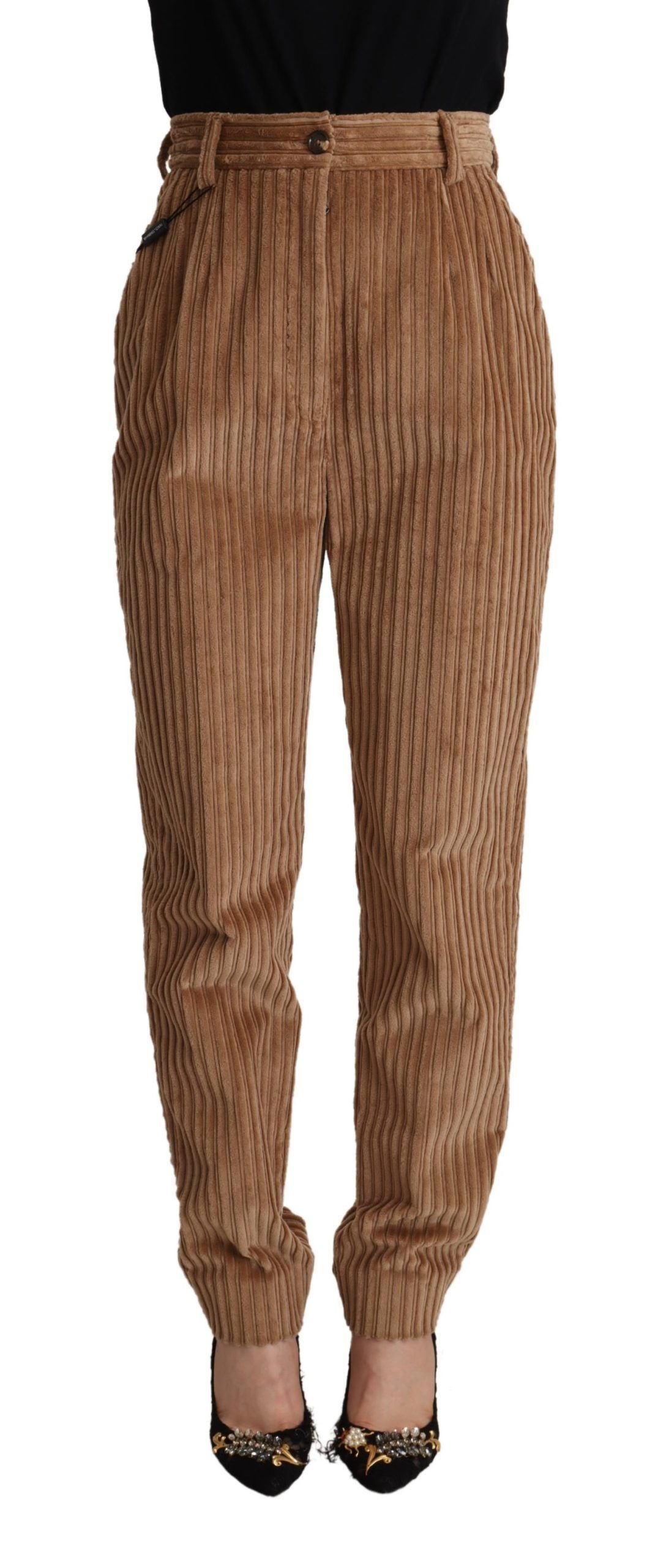 Dolce & Gabbana Braune Cordhose aus Baumwolle, konisch zulaufende Hose