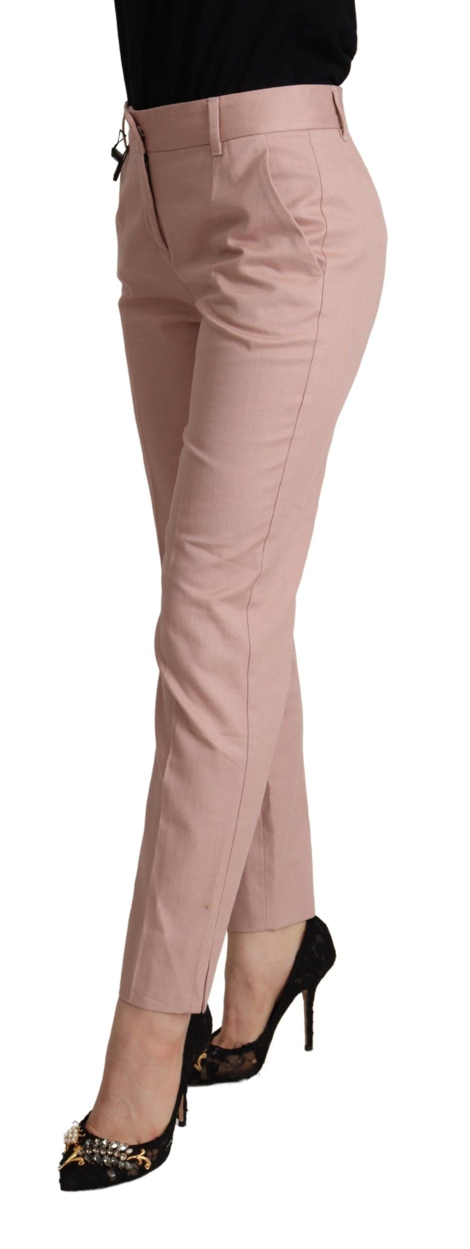 Dolce & Gabbana Rosa Baumwolle Mid Waist Hose Tapered Pants