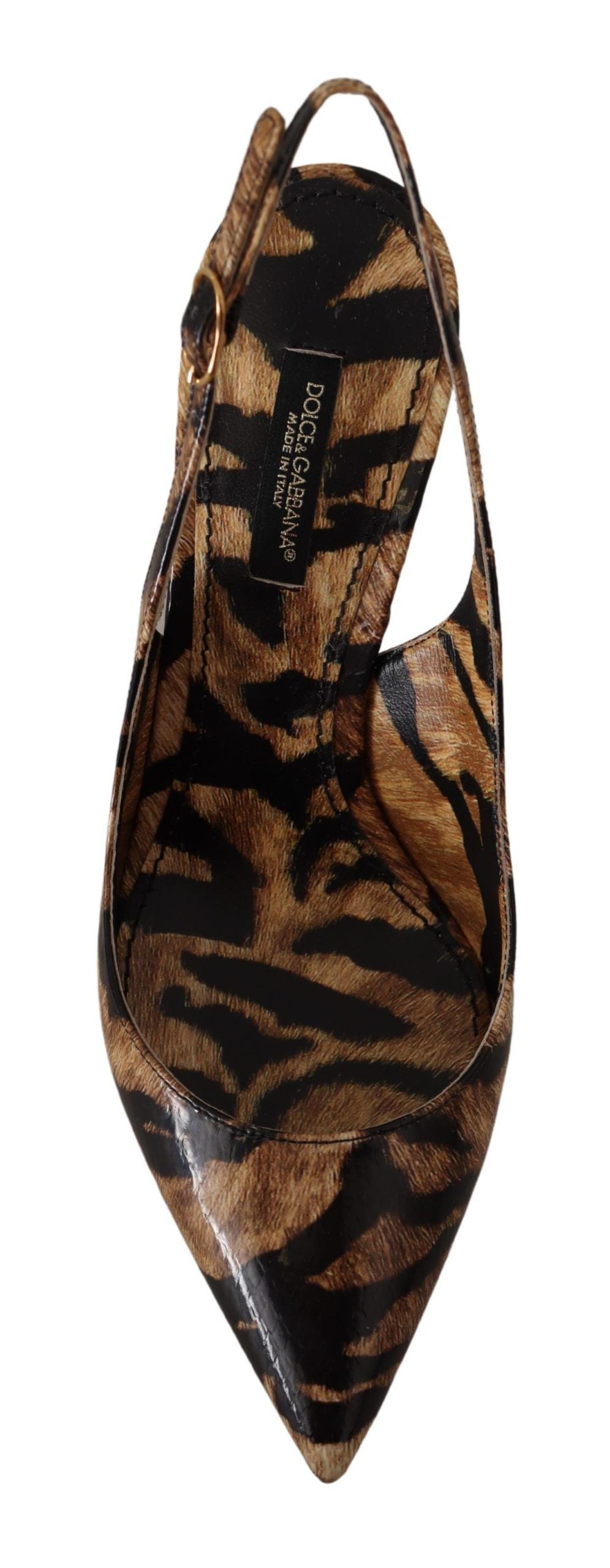 Dolce & Gabbana Braun Slingbacks Leder Tiger Schuhe