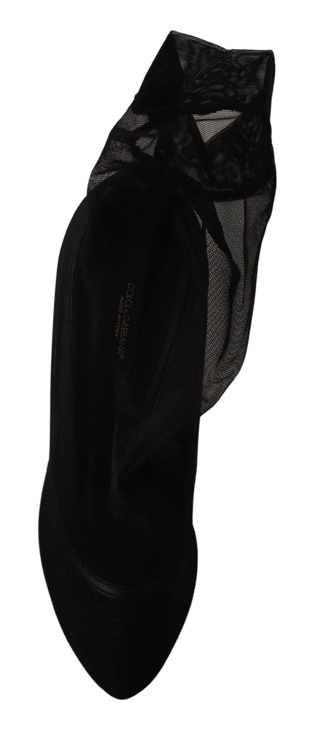 Dolce & Gabbana Schwarz Stretch Tüll Stretch Stiefel Schuhe