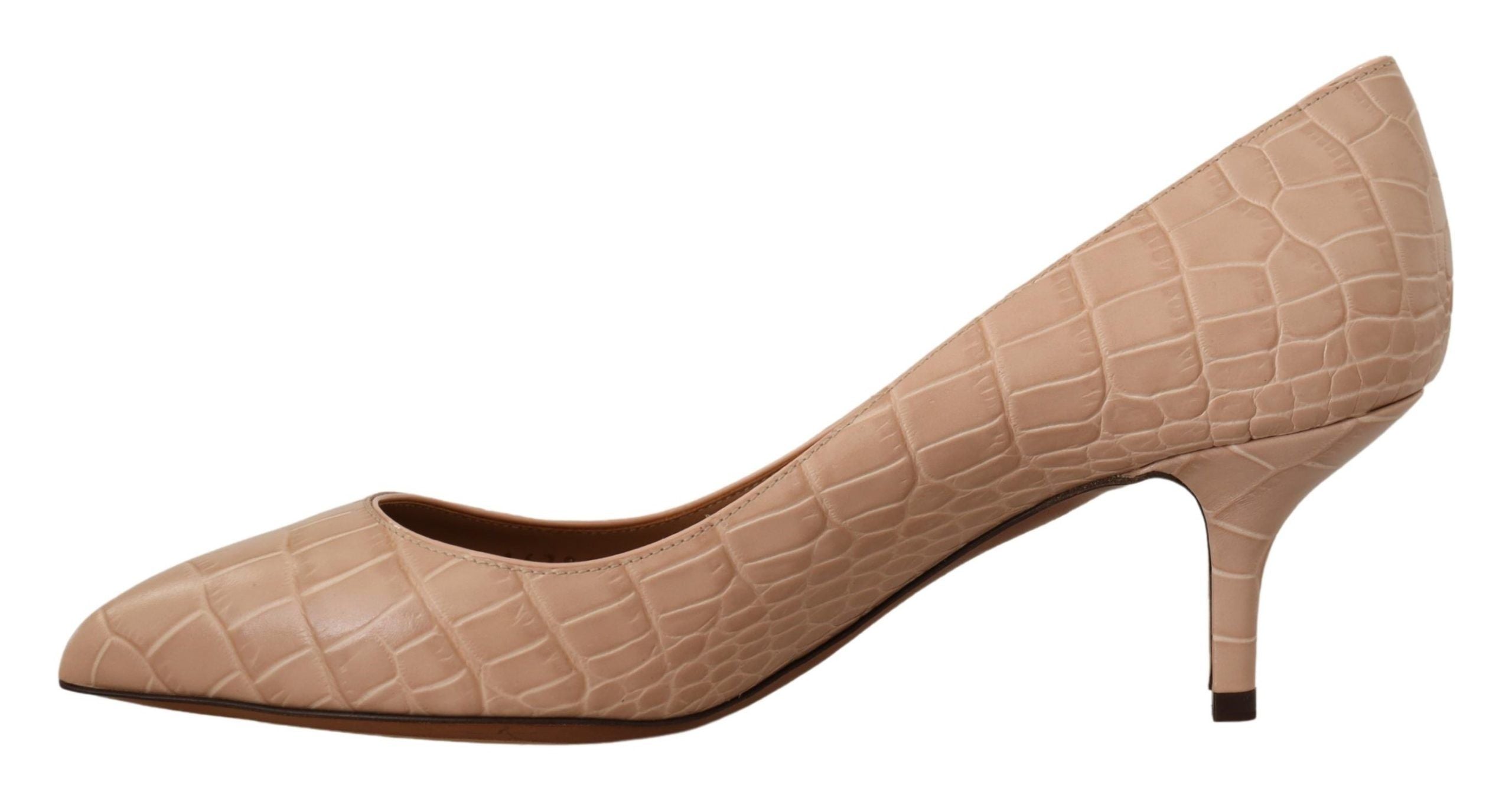 Dolce &amp; Gabbana Beige Leather Pointed Heel Pumps Shoes