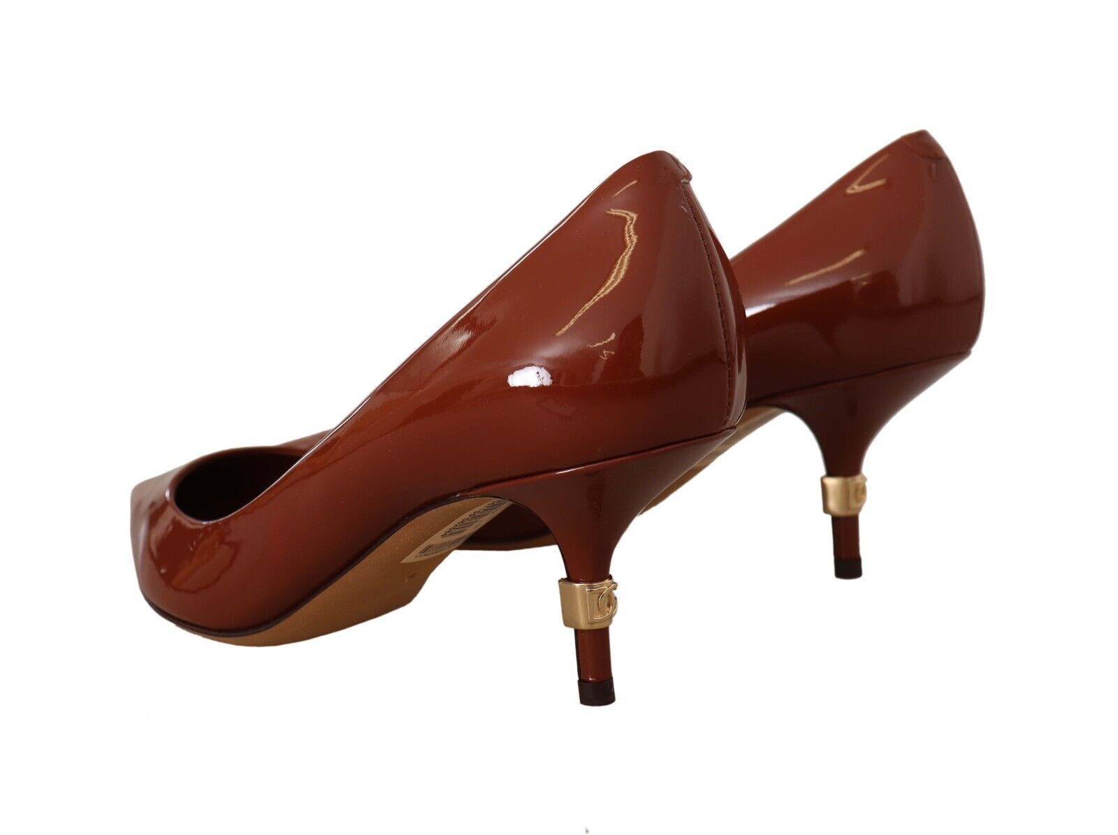 Dolce &amp; Gabbana Brown Kitten Heels Pumps Patent Leather Shoes