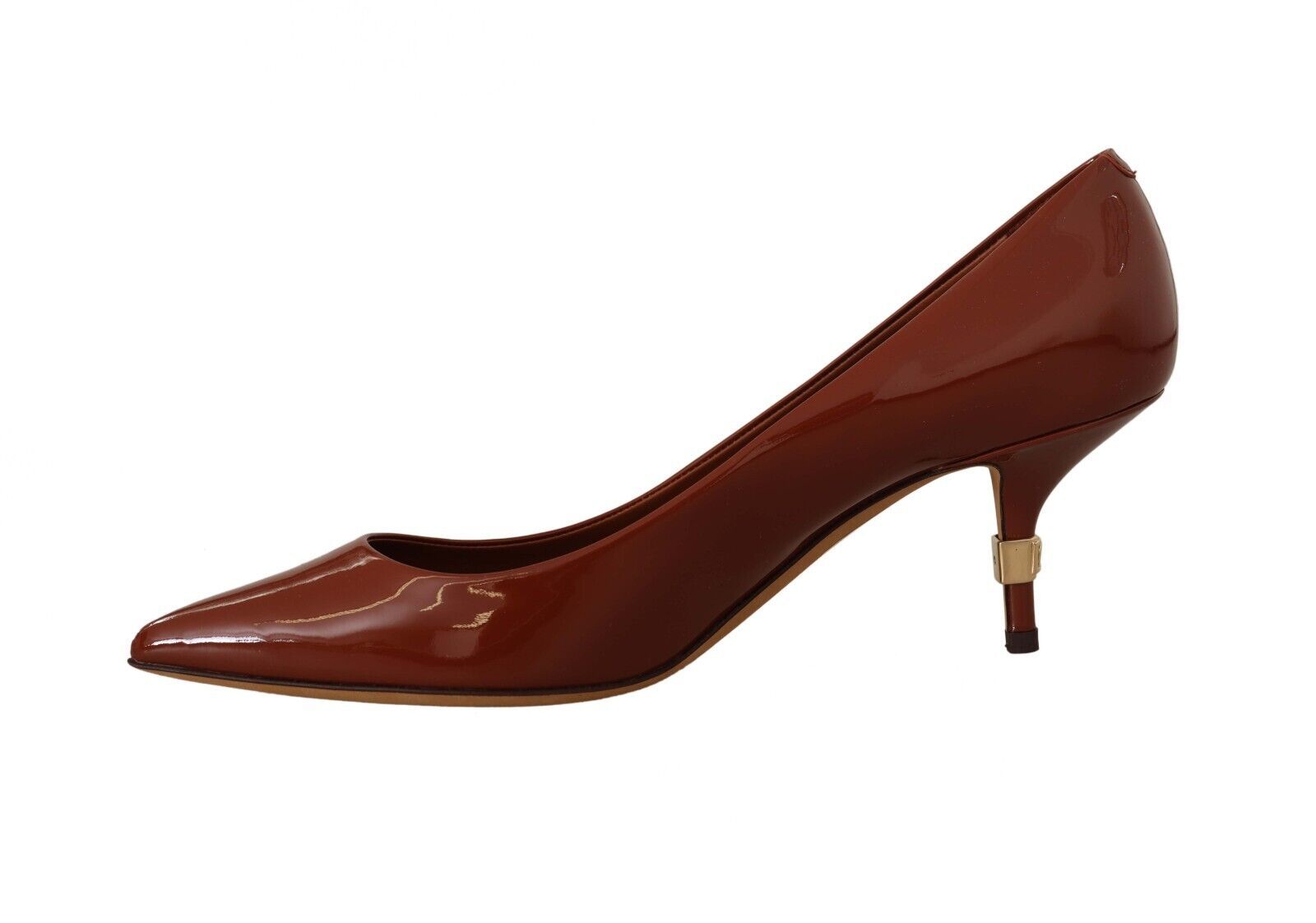 Dolce &amp; Gabbana Brown Kitten Heels Pumps Patent Leather Shoes