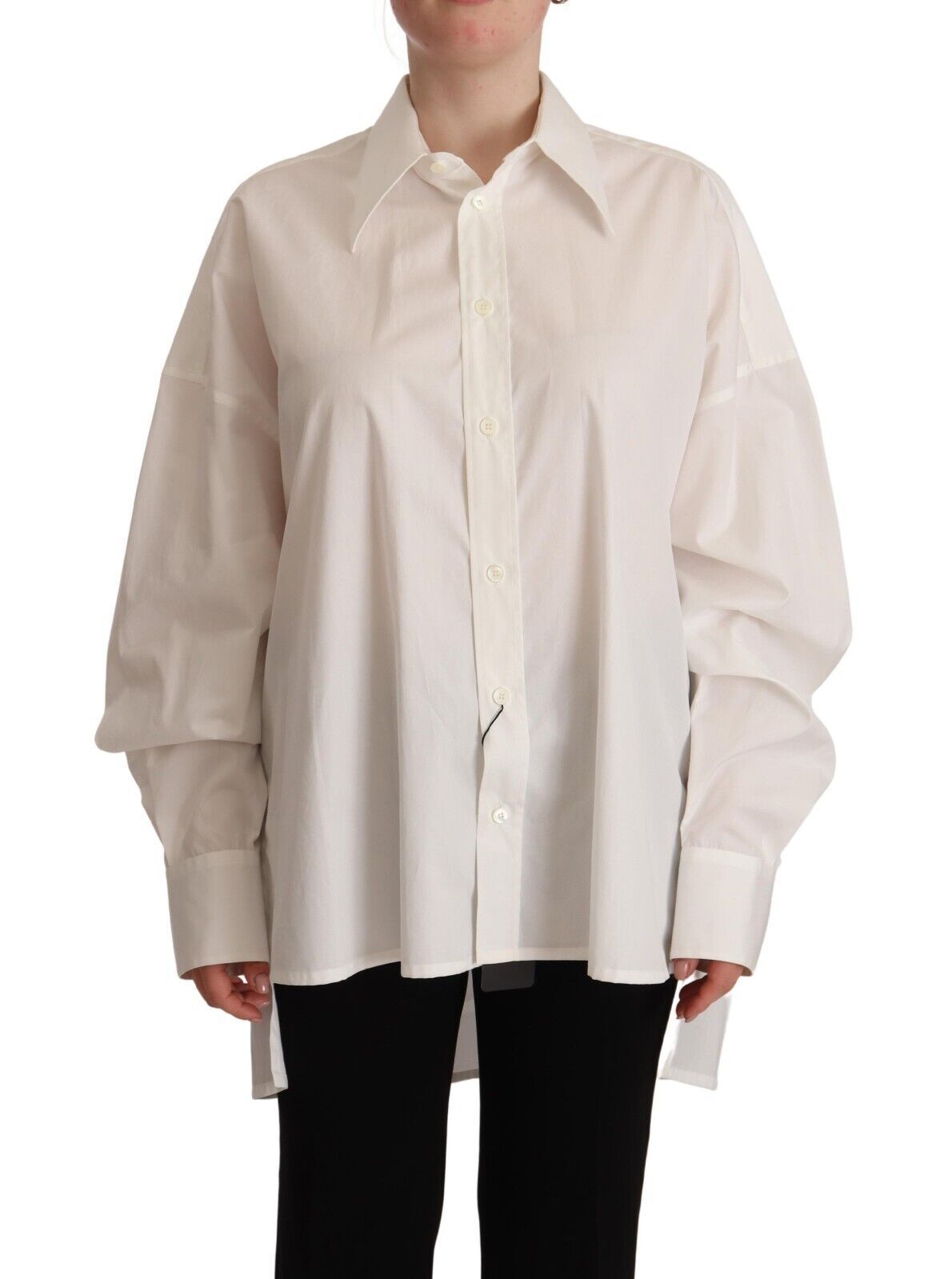 Dolce &amp; Gabbana white cotton button-front long-sleeved top