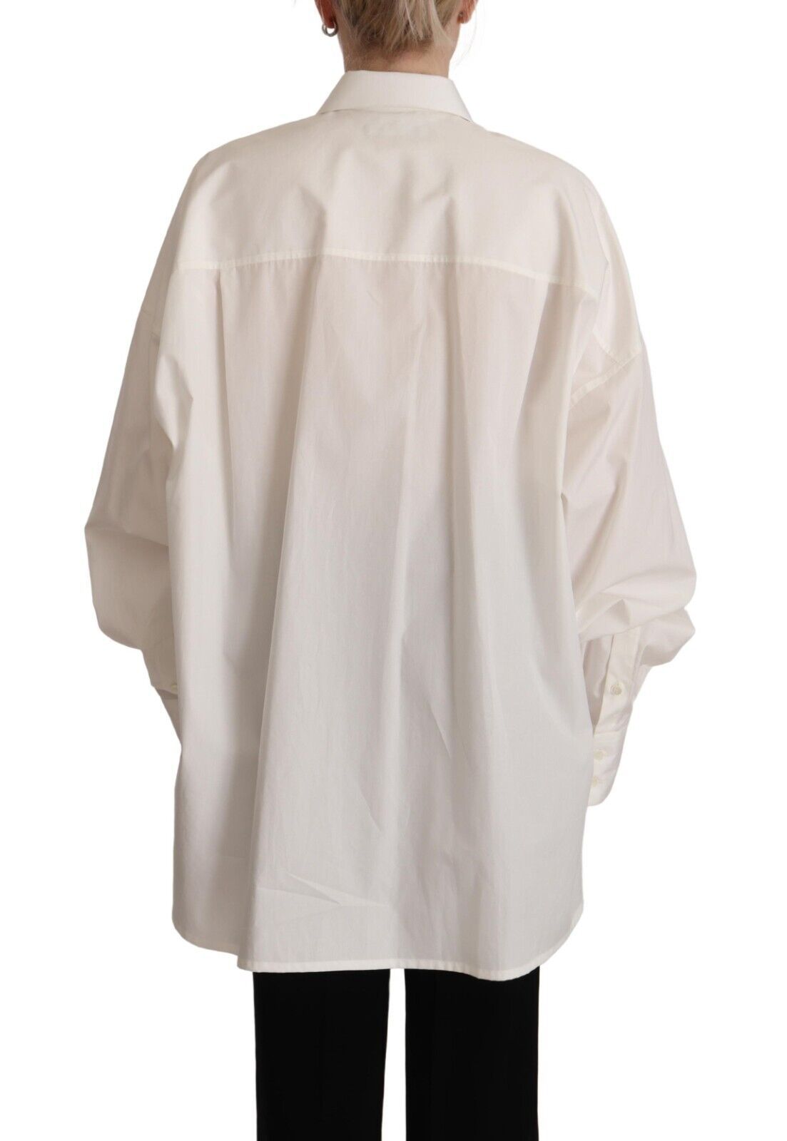 Dolce &amp; Gabbana white cotton button-front long-sleeved top