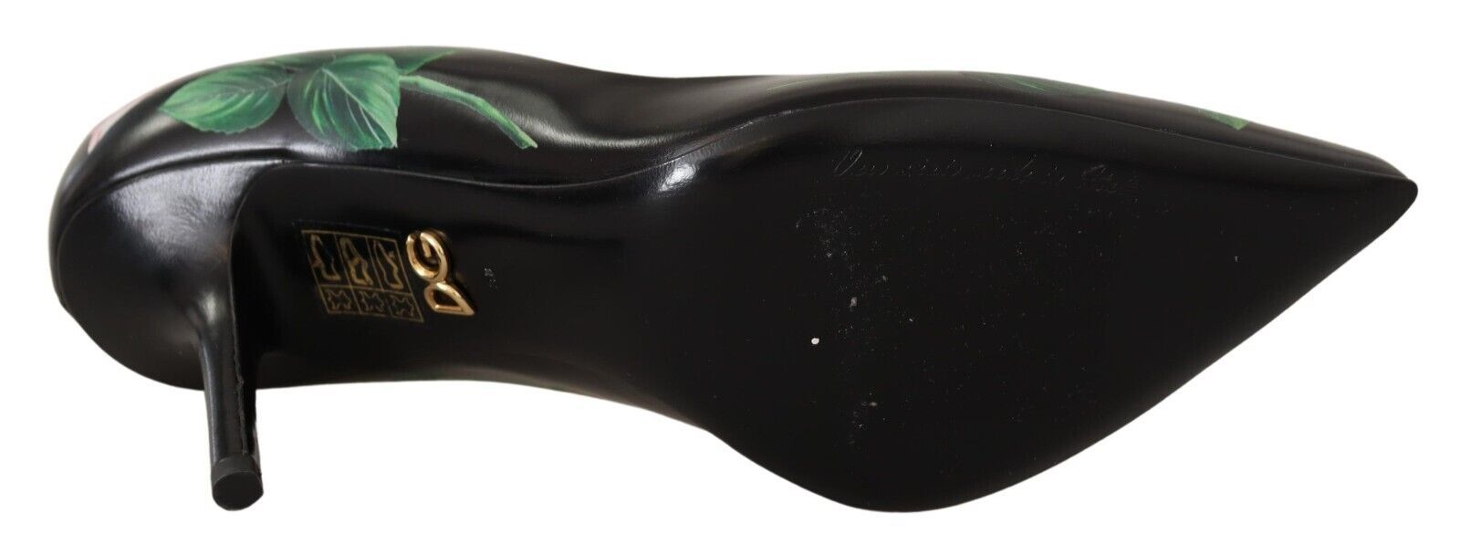 Dolce & Gabbana Schwarz Leder Rosen High Heels Pumps Schuhe