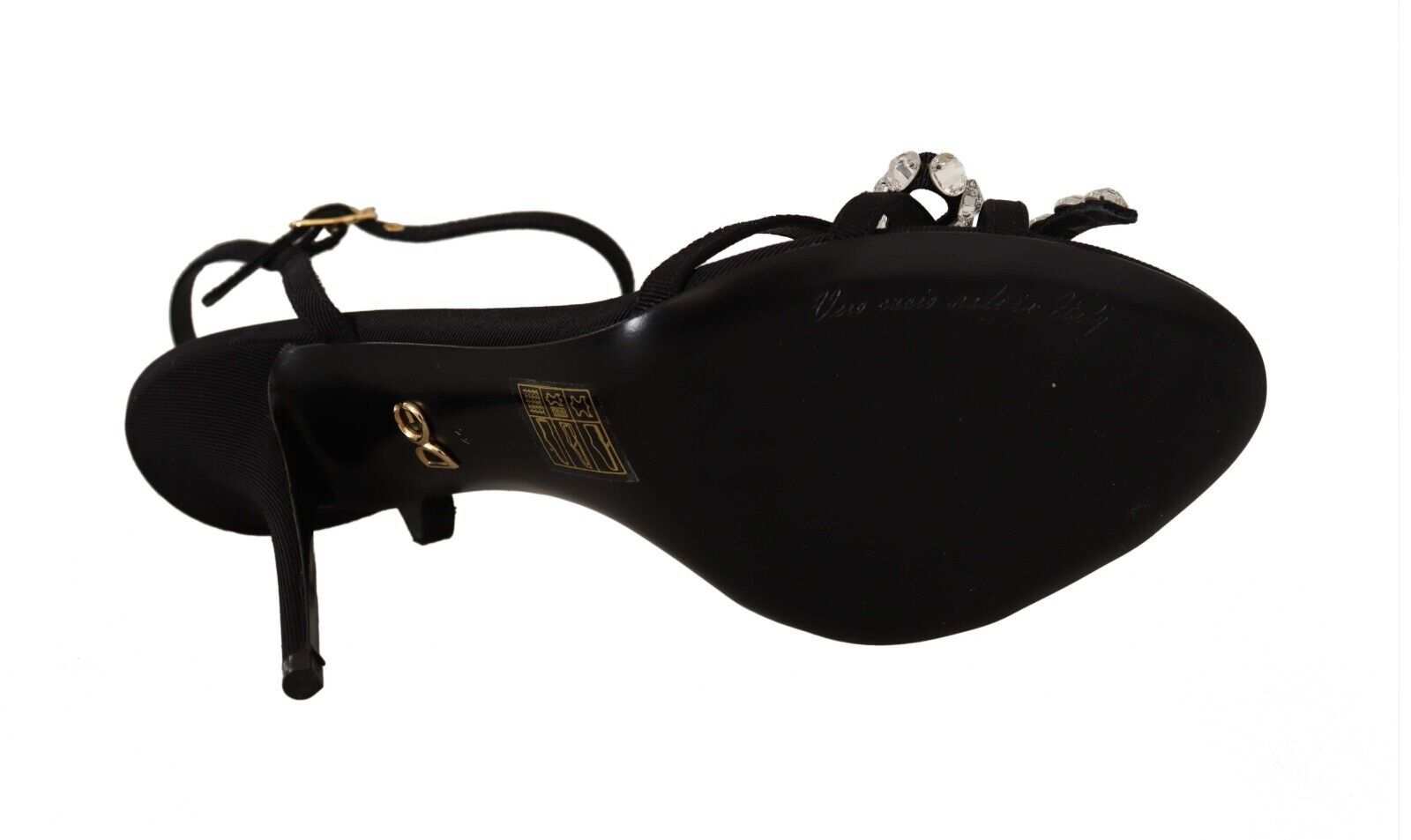 Dolce & Gabbana Schwarz Crystals Knöchelriemen Heels Sandalen Schuhe