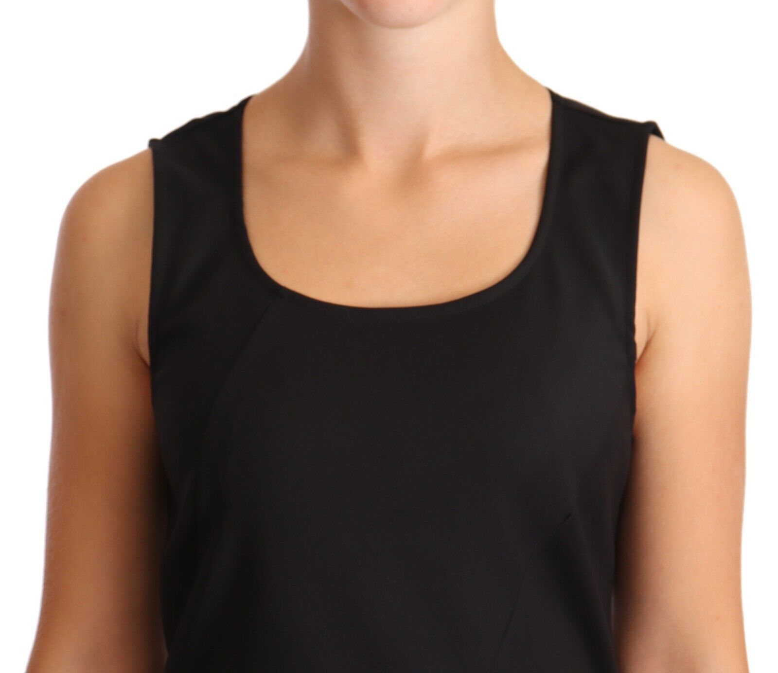 Patrizia Pepe Black sleeveless, knee-length cotton-blend sheath dress