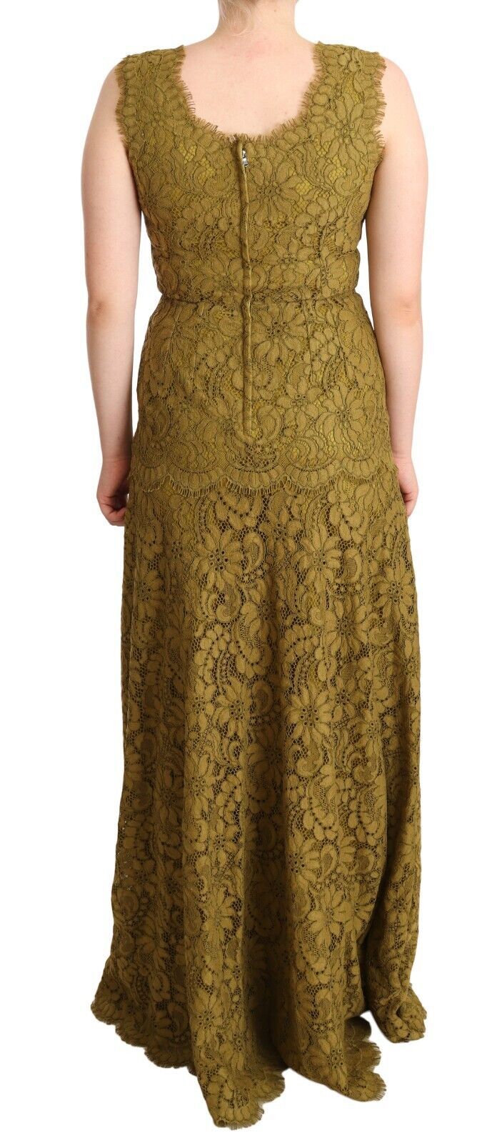 Dolce &amp; Gabbana brown floor-length floral lace maxi dress