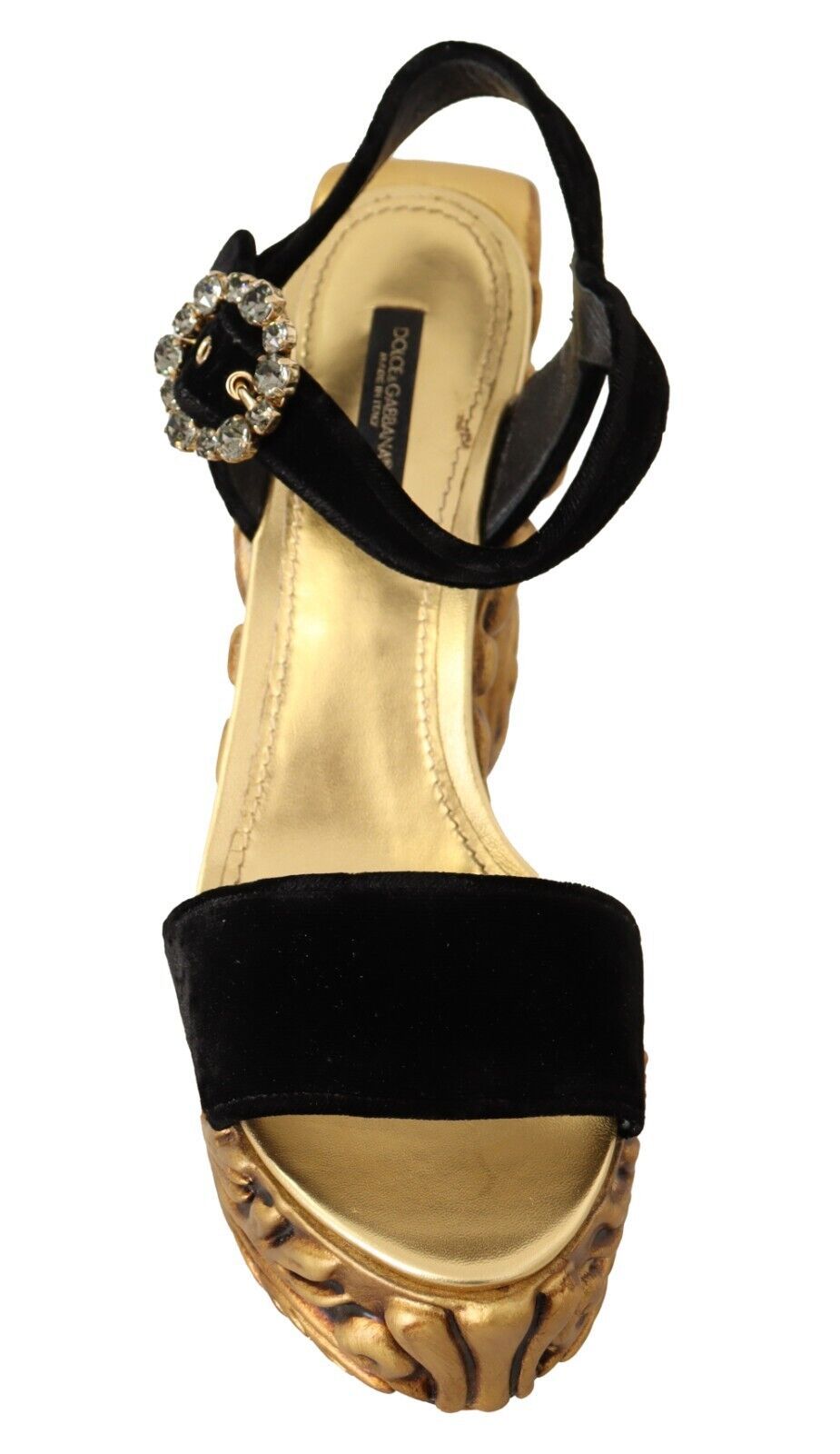 Dolce &amp; Gabbana Baroque velvet heels in black and gold