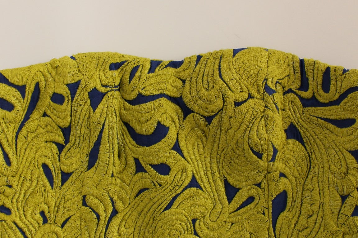 Sachin &amp; Babi Blue and Yellow Strapless Bubble Mini Shift Dress