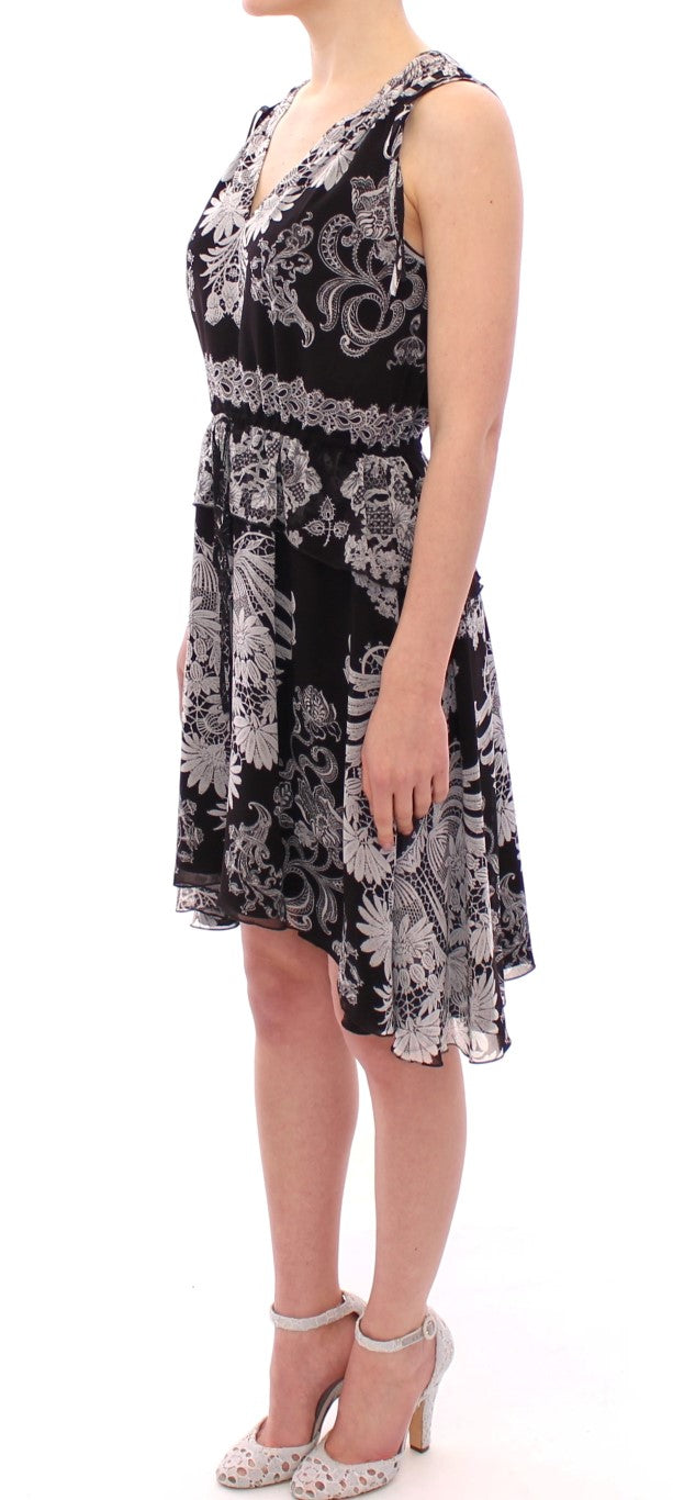 Sachin &amp; Babi Black silk floral shift cocktail dress