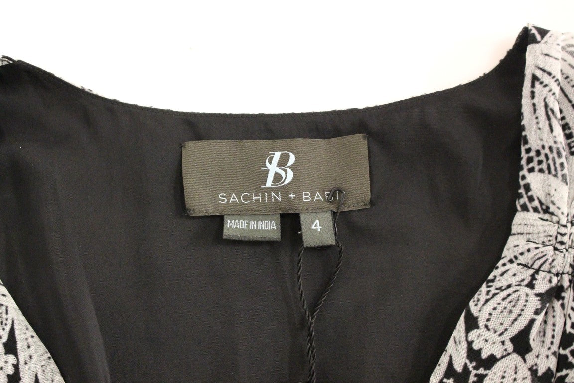 Sachin &amp; Babi Black silk floral shift cocktail dress