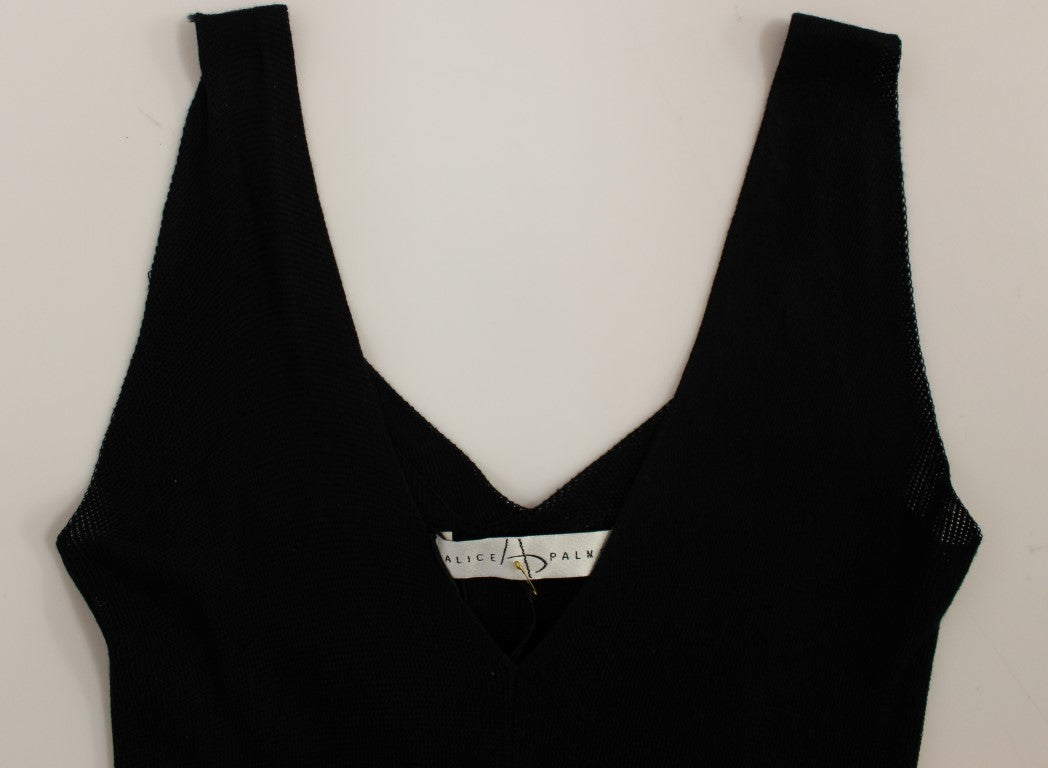 Alice Palmer Black and White Low V-Neck Knitted Cocktail Dress