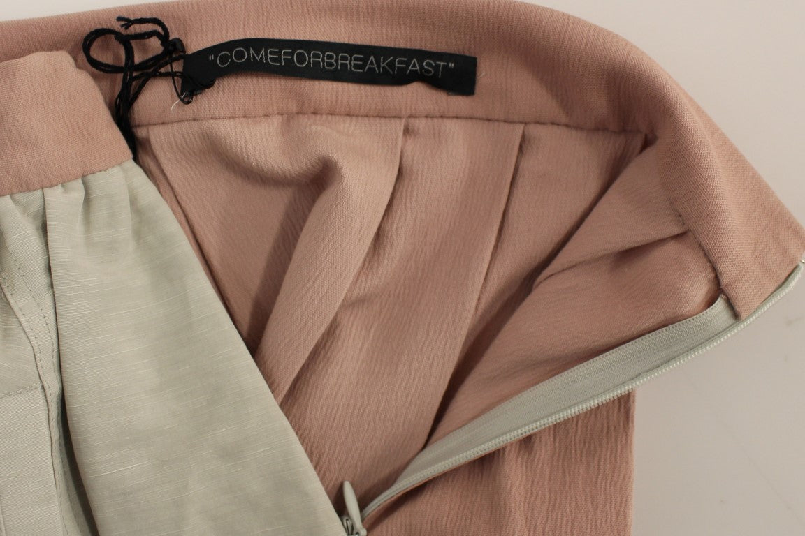 Comeforbreakfast Rosa-grauer knielanger Plissee-Rock