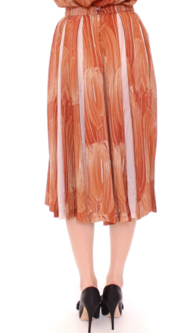 Licia Florio Brown Orange Knee High Full Skirt