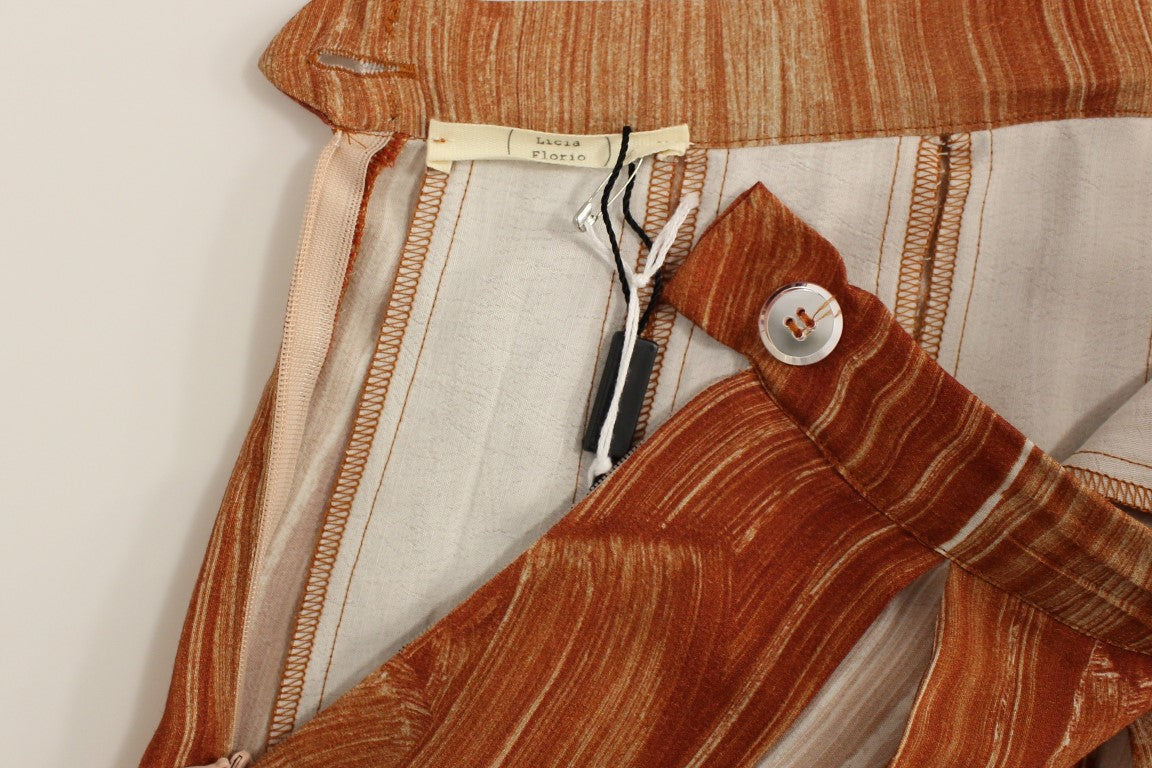 Licia Florio Brown Orange Knee High Full Skirt