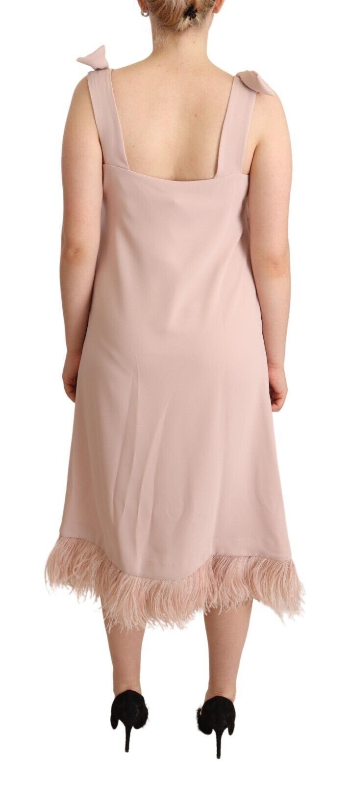 P.A.R.O.S.H. Pinkes ärmelloses Midi-Federkleid aus Polyester