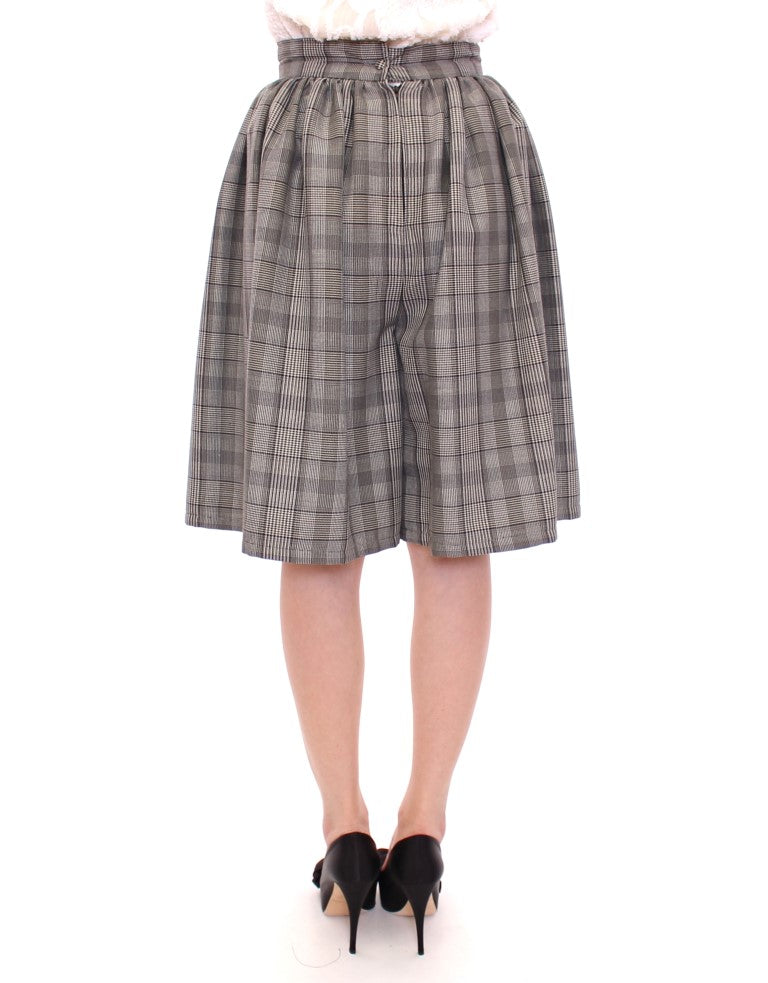 NOEMI ALEMÁN Grey checked wool shorts skirt