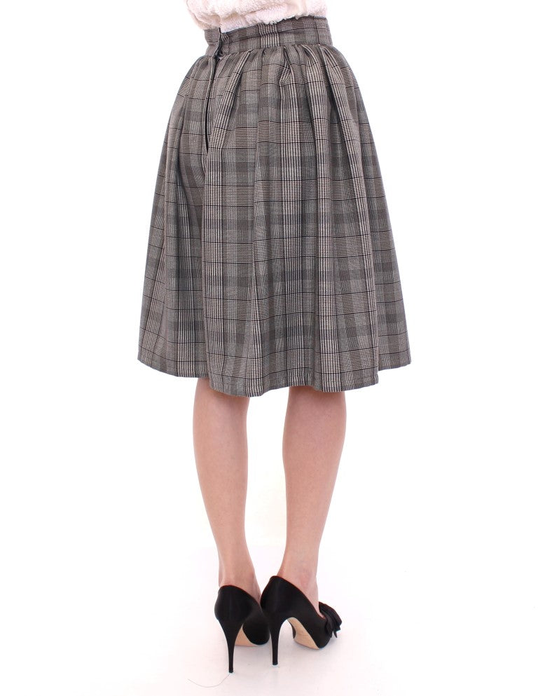 NOEMI ALEMÁN Grey checked wool shorts skirt