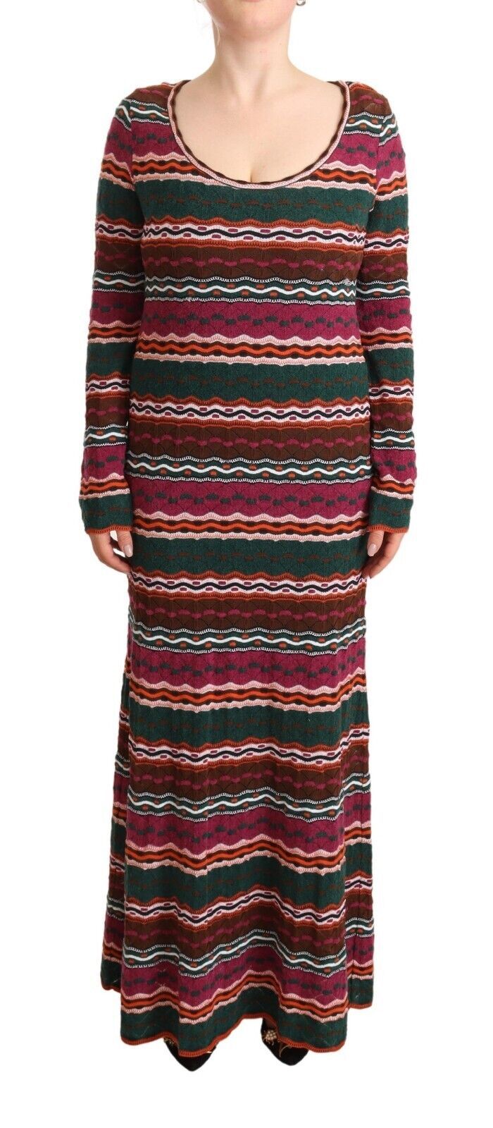 Missoni Mehrfarbig gestreiftes Maxikleid aus Wolle