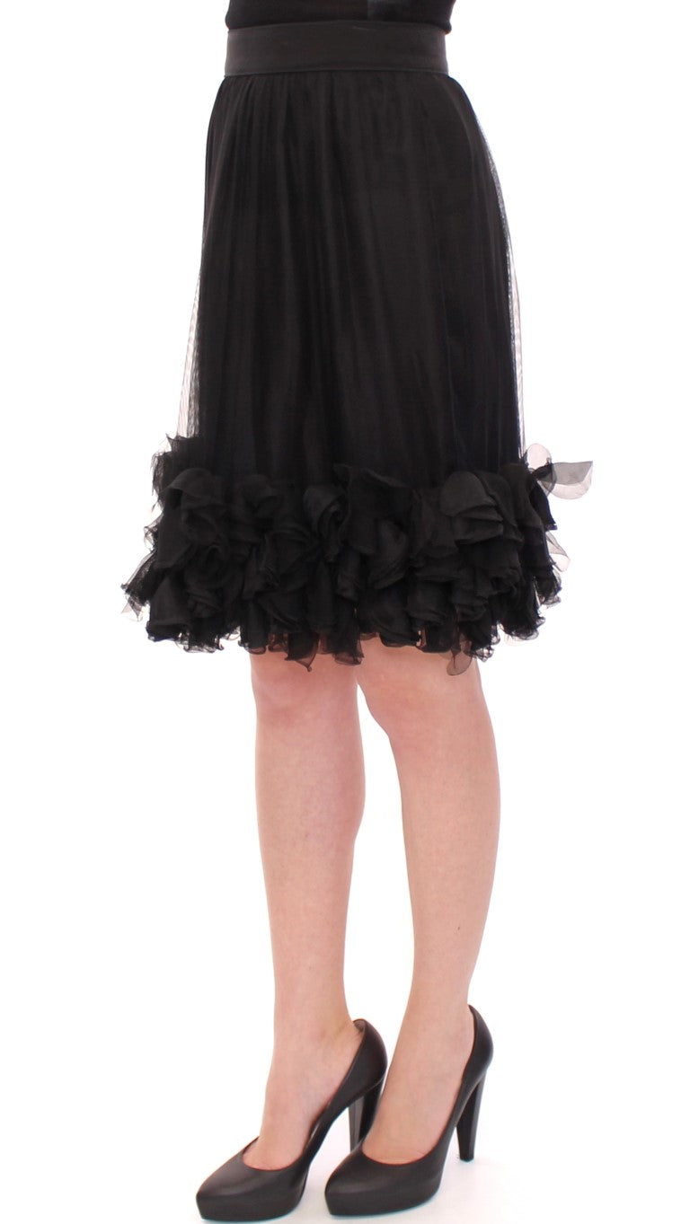 Dolce &amp; Gabbana Black sheer silk skirt above the knee