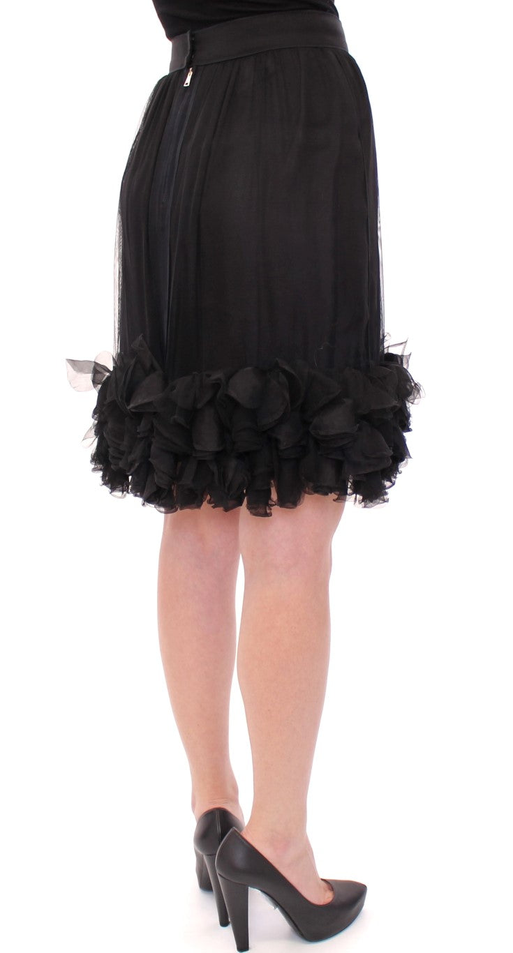 Dolce &amp; Gabbana Black sheer silk skirt above the knee