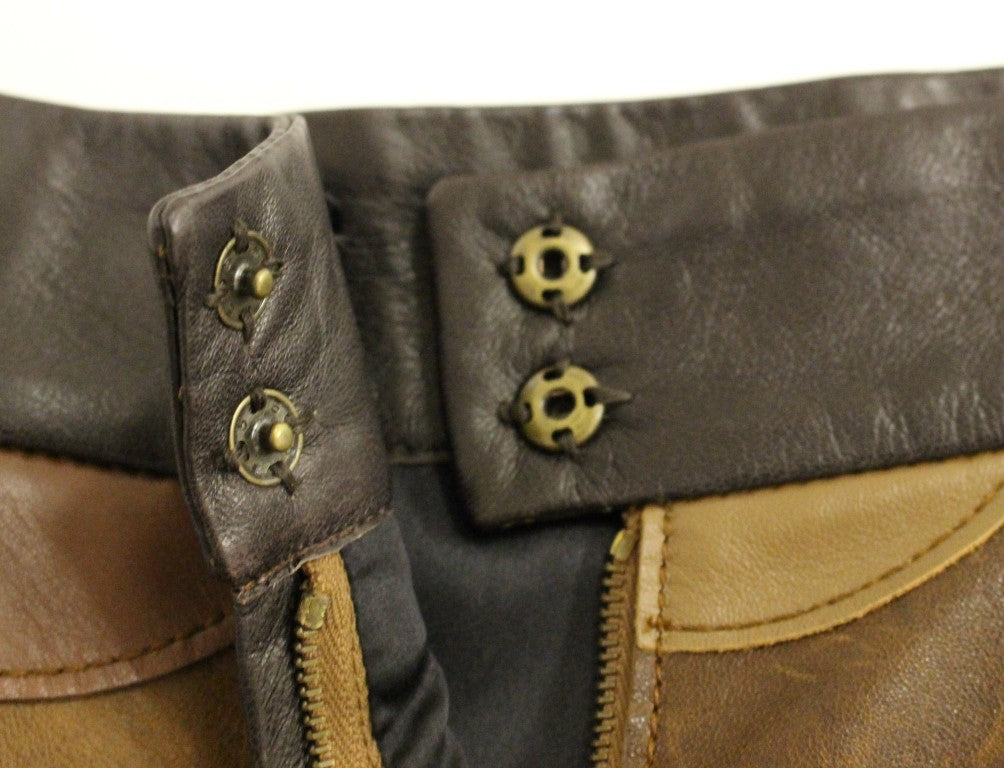 Dolce & Gabbana Brauner gerader Rock aus Patchwork-Leder