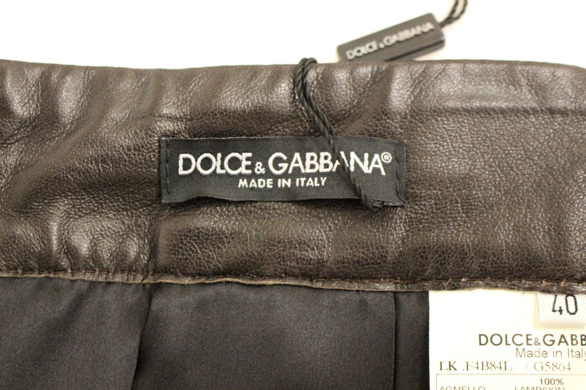 Dolce & Gabbana Brauner gerader Rock aus Patchwork-Leder