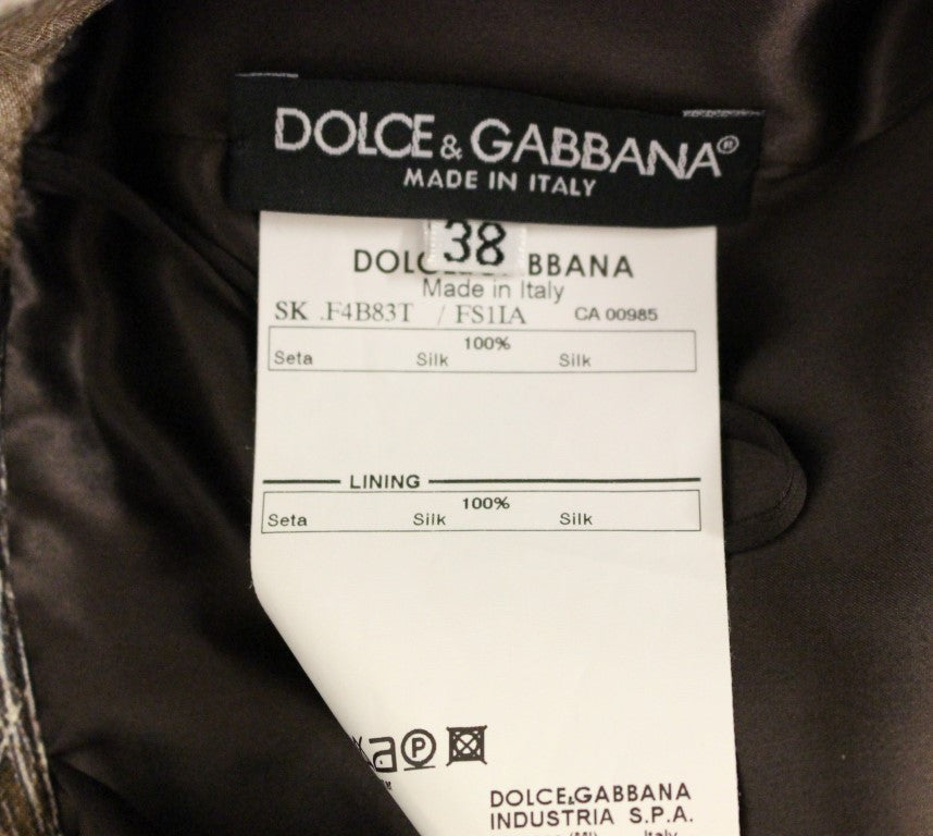 Dolce & Gabbana Brauner geblümter gerader Seiden-Vollrock