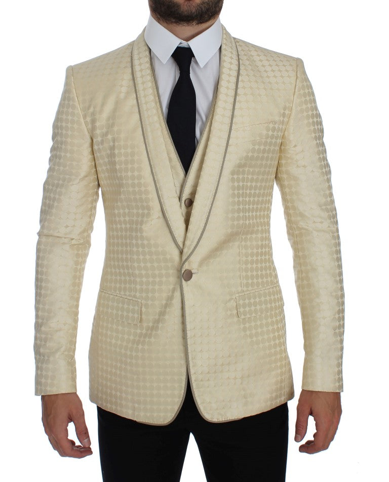 Dolce &amp; Gabbana beige polka dot silk blazer 2 pieces