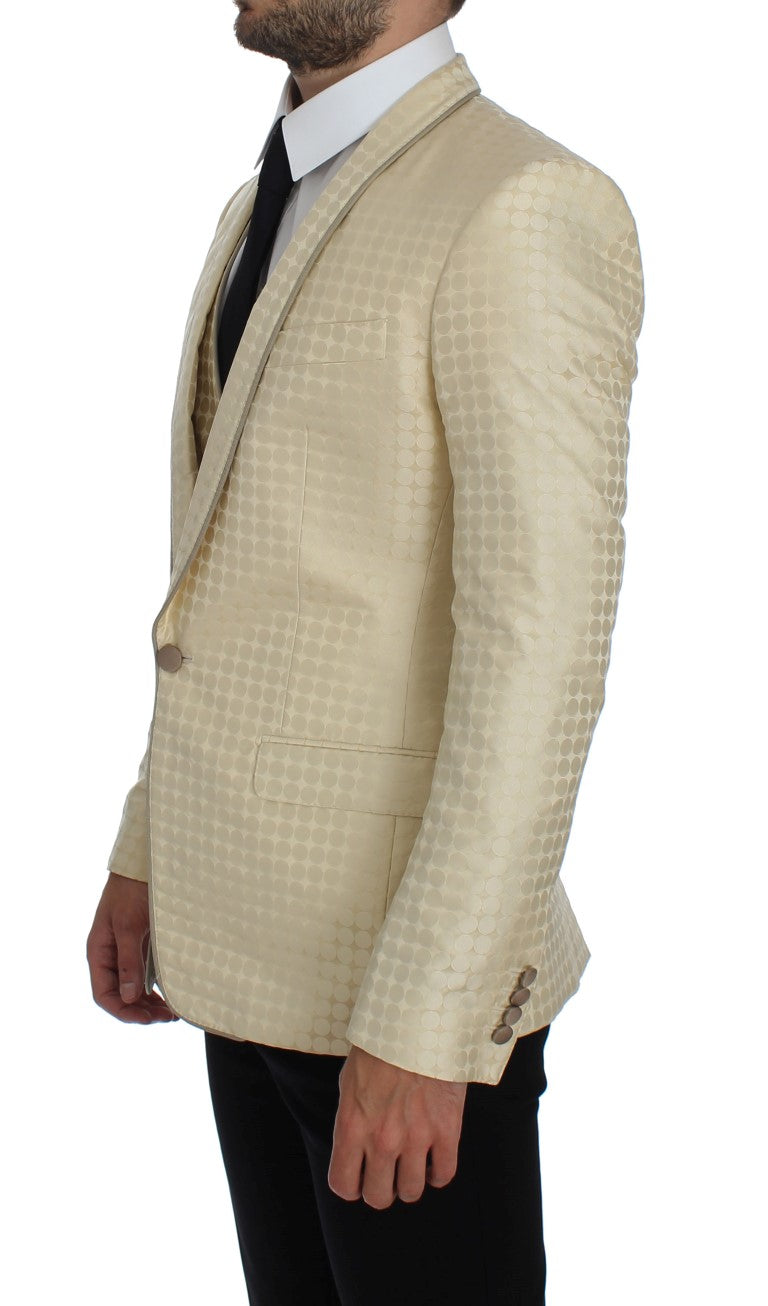 Dolce &amp; Gabbana beige polka dot silk blazer 2 pieces