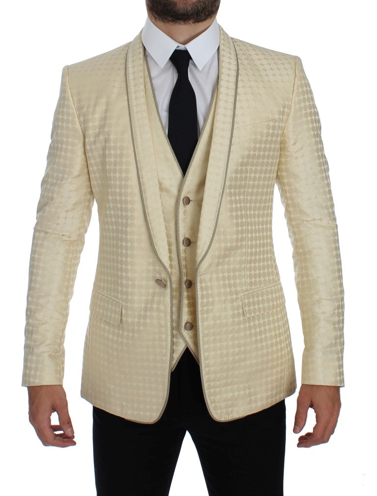 Dolce &amp; Gabbana beige polka dot silk blazer 2 pieces