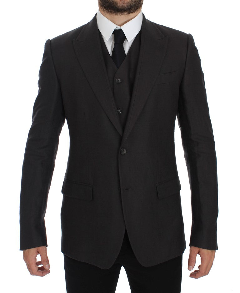 Dolce & Gabbana Grauer Slim Fit Leinenblazer
