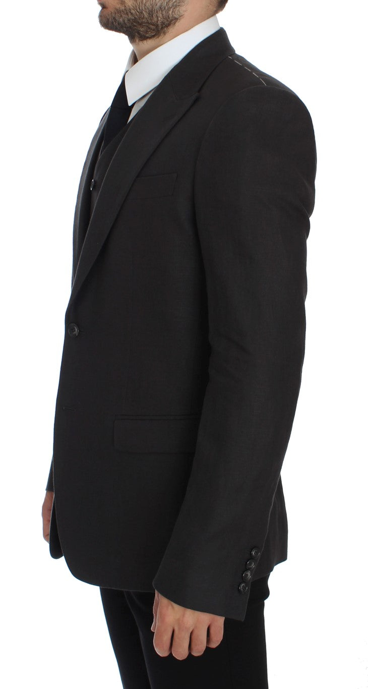 Dolce & Gabbana Grauer Slim Fit Leinenblazer