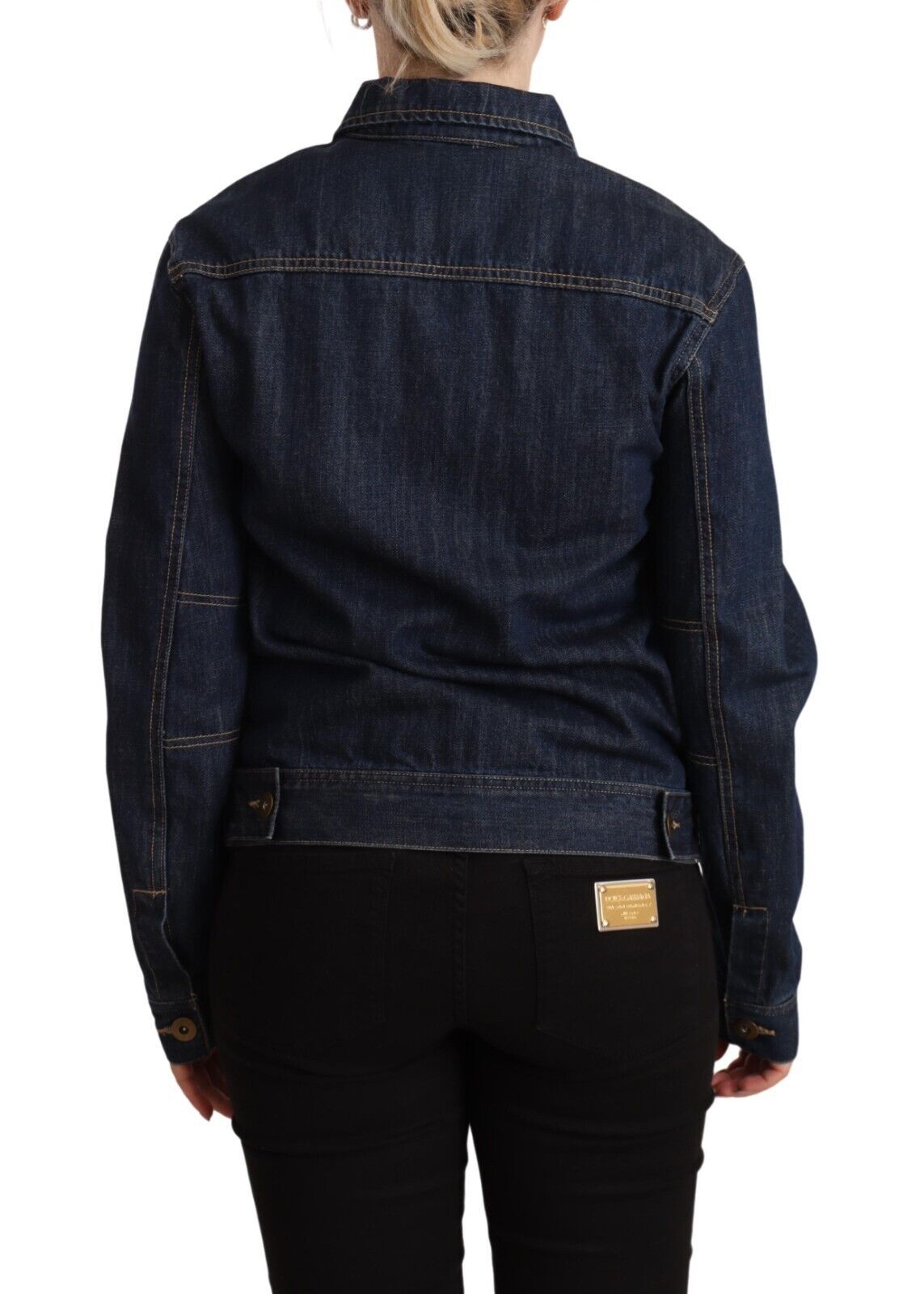 Master Coat Dark blue denim jacket with long sleeves and button placket
