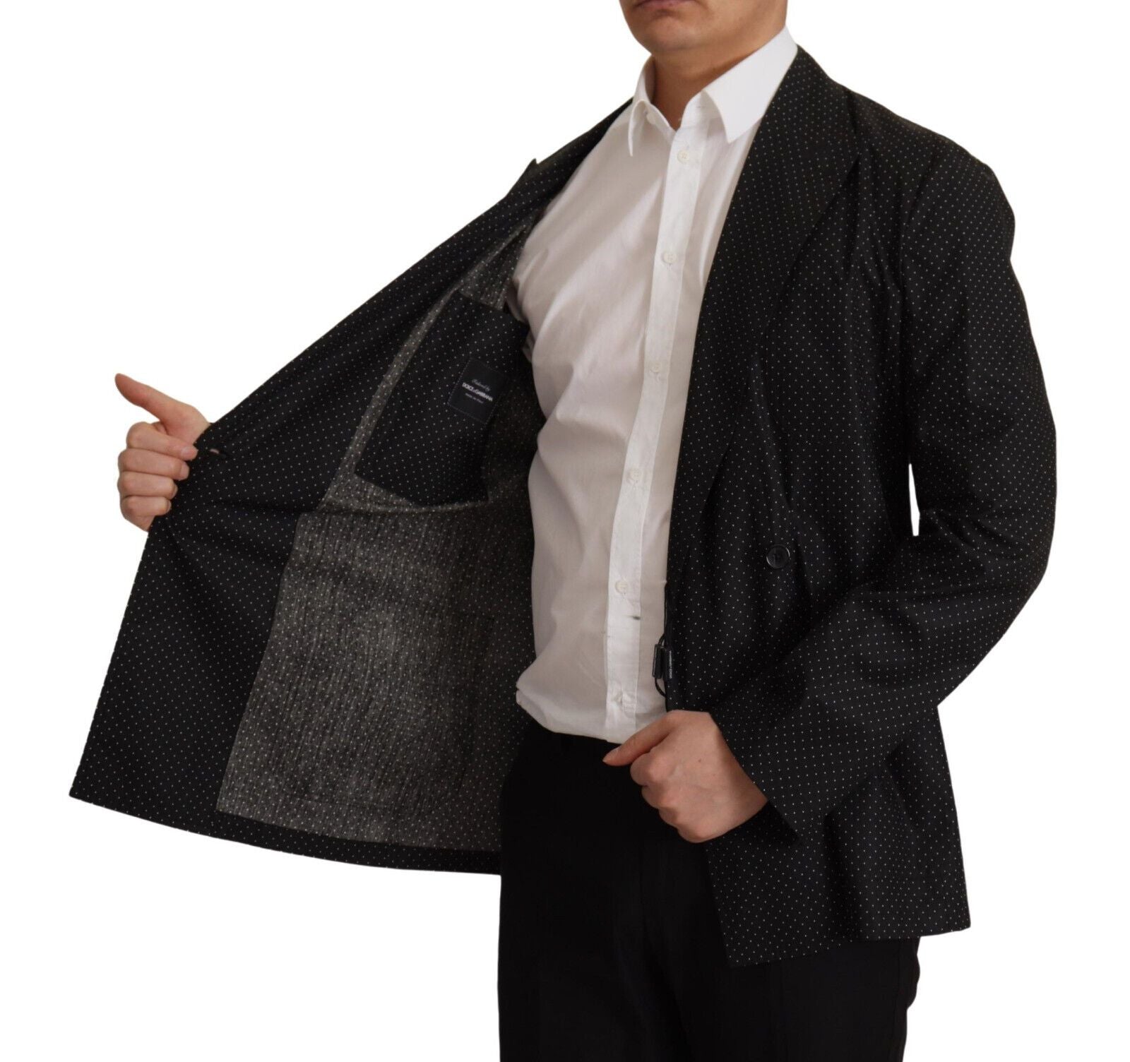 Dolce &amp; Gabbana black polka dot cotton blazer jacket