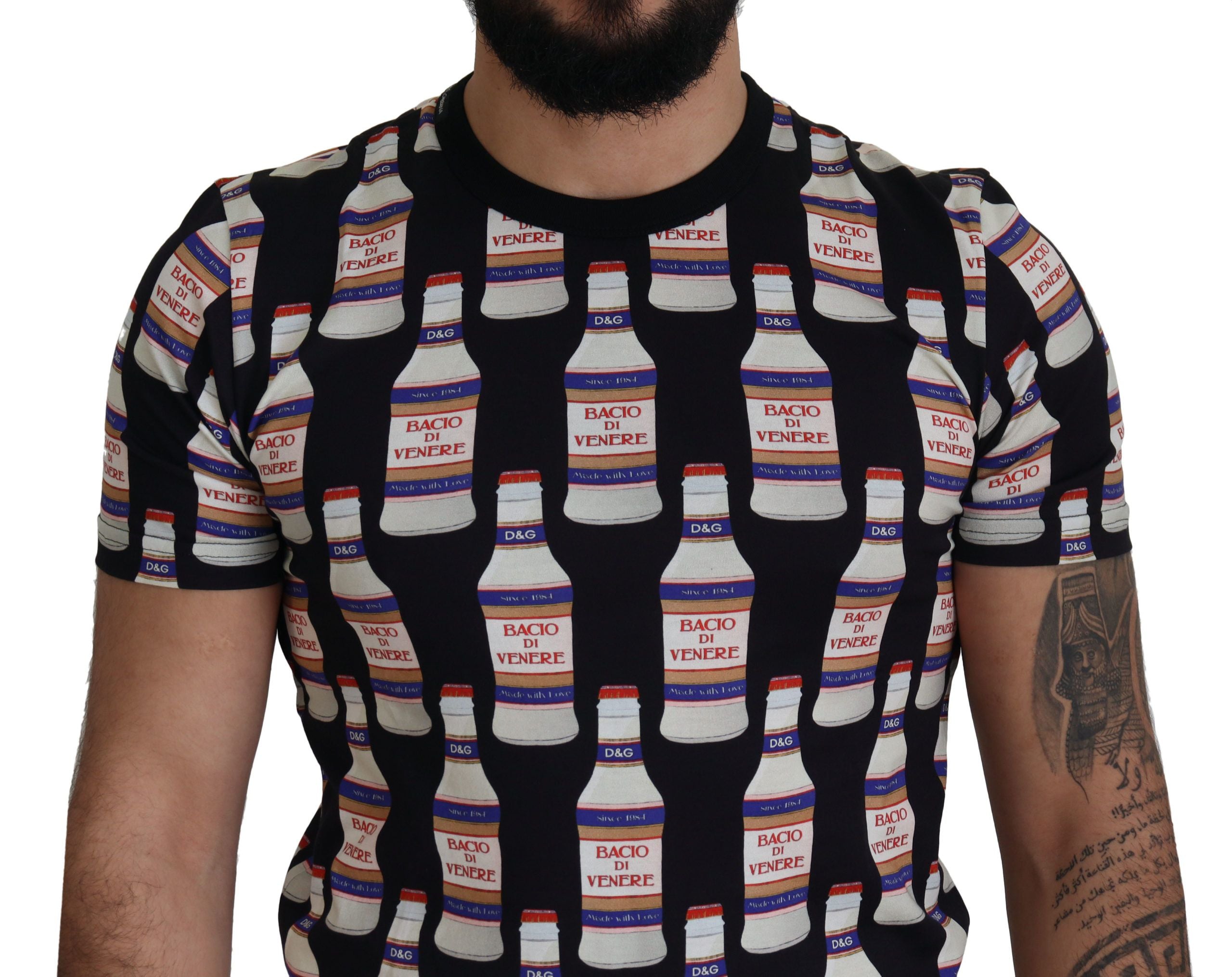 Dolce &amp; Gabbana Siyah Bacio Di Venere Pamuklu Mürettebat Tişört