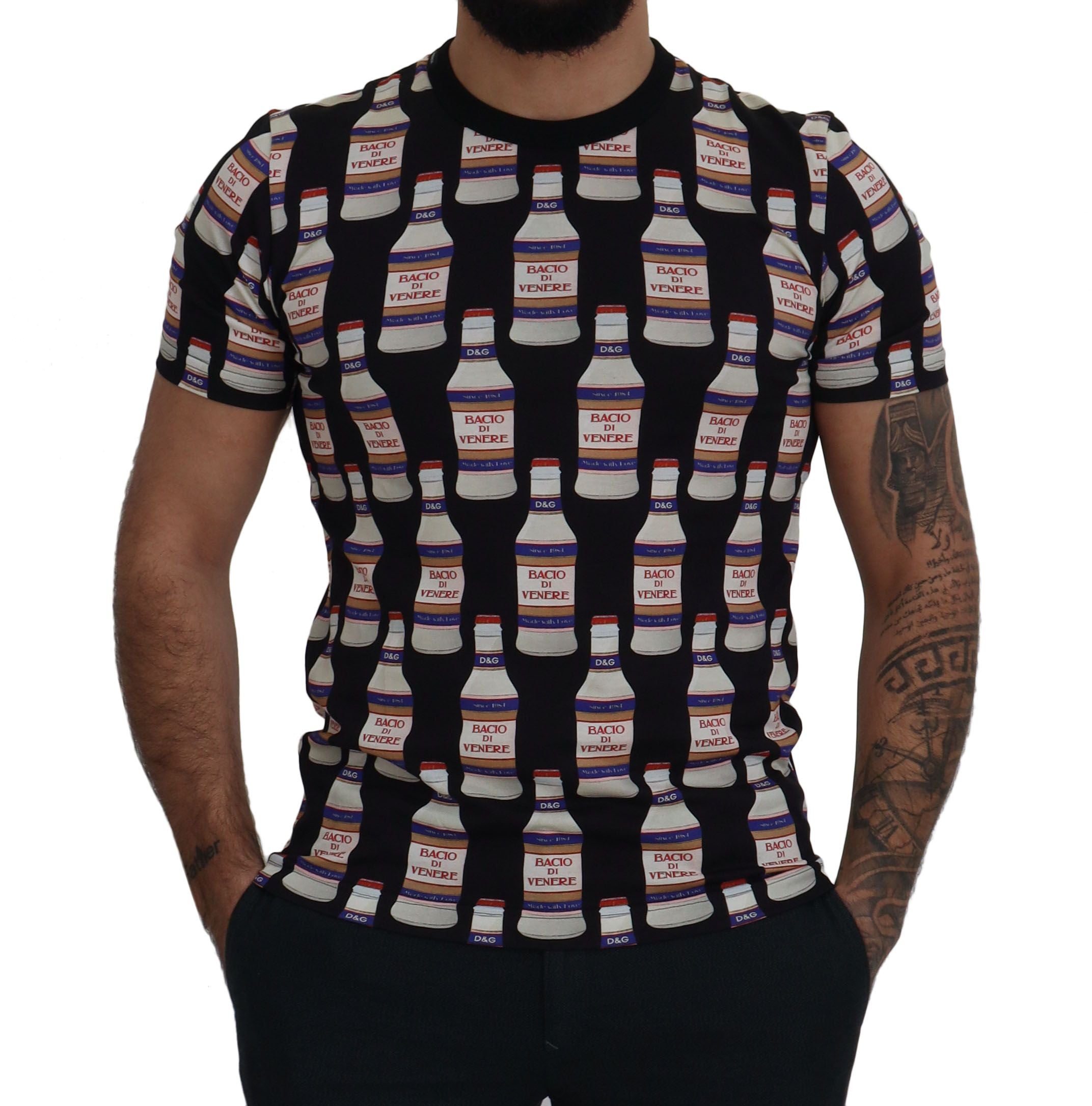 Dolce & Gabbana Schwarzes Bacio Di Venere Baumwoll-Crew-T-Shirt