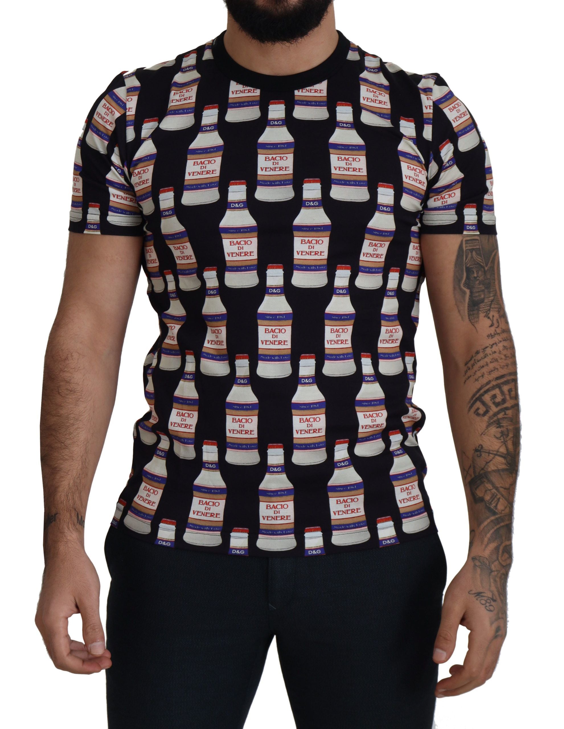 Dolce &amp; Gabbana Siyah Bacio Di Venere Pamuklu Mürettebat Tişört