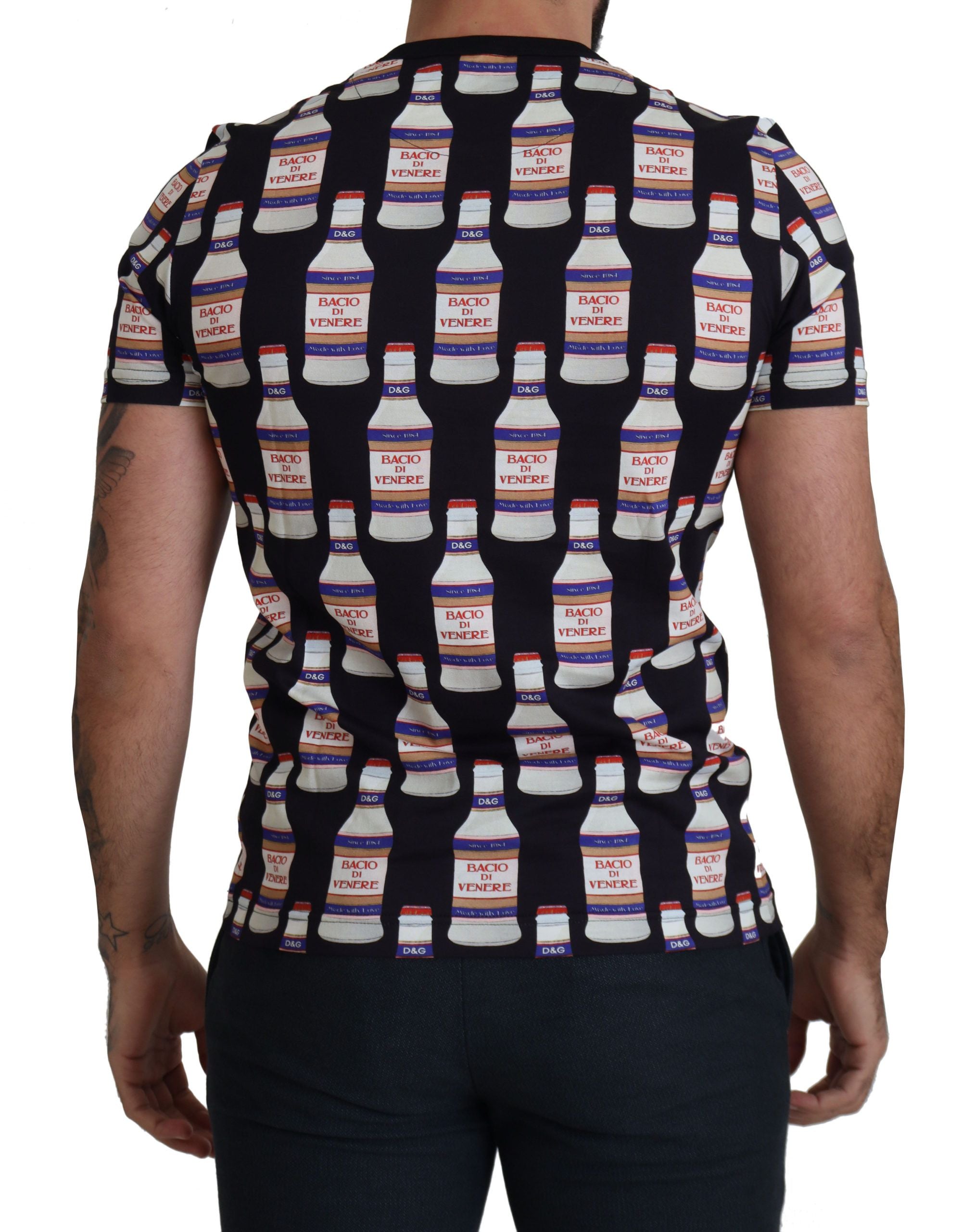 Dolce & Gabbana Schwarzes Bacio Di Venere Baumwoll-Crew-T-Shirt