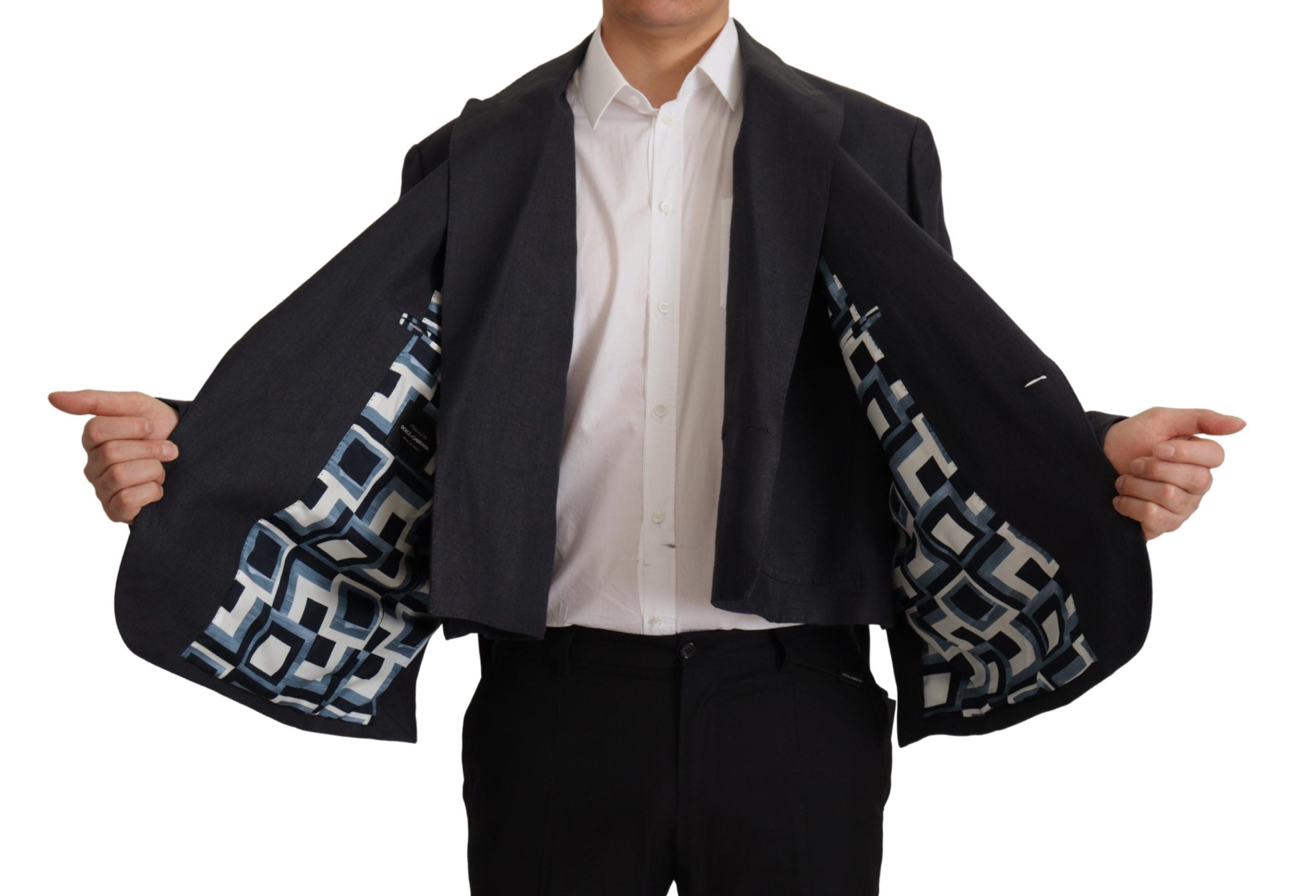 Dolce &amp; Gabbana Blue Linen Blazer Jacket for Men