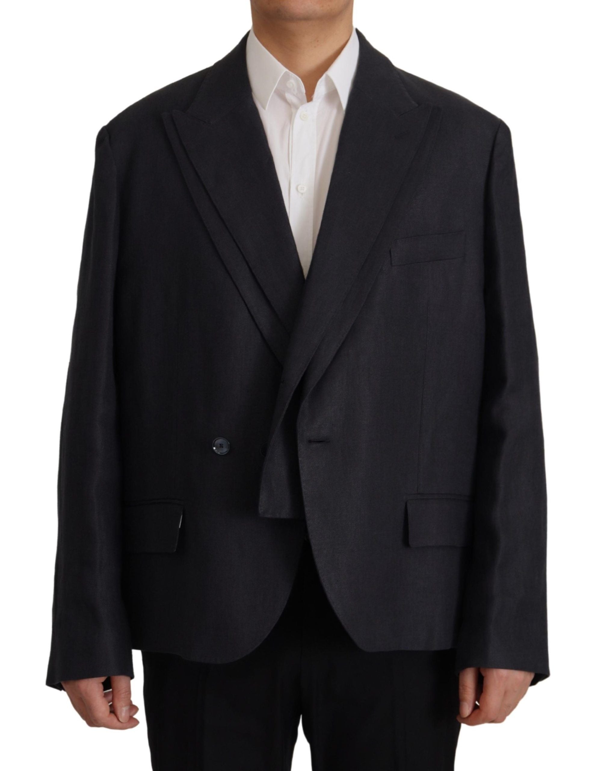 Dolce &amp; Gabbana Blue Linen Blazer Jacket for Men