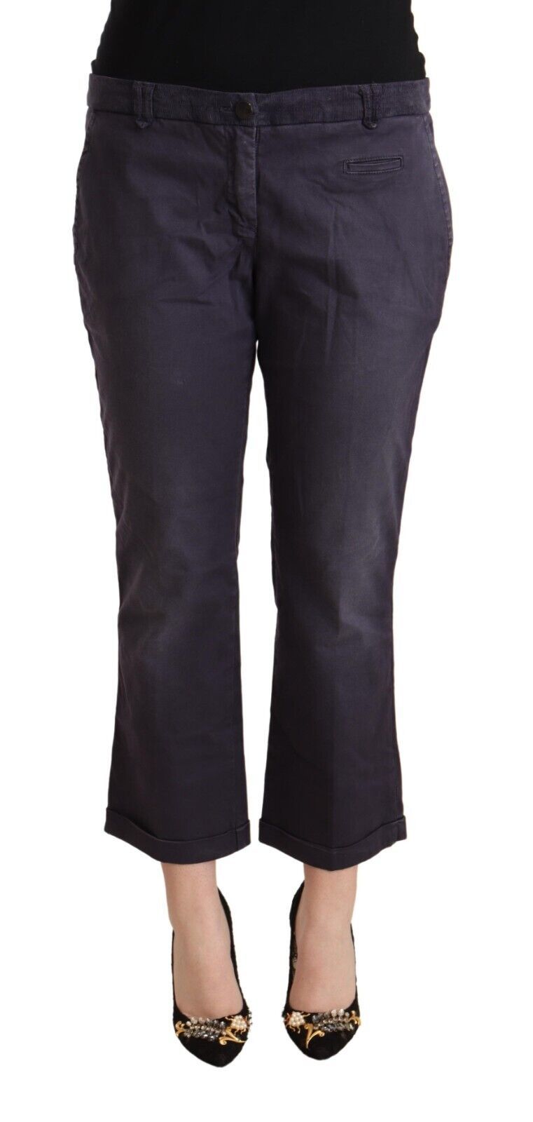 Jucca Black düşük bel ve kıvrık paçalı geniş paça pantolon