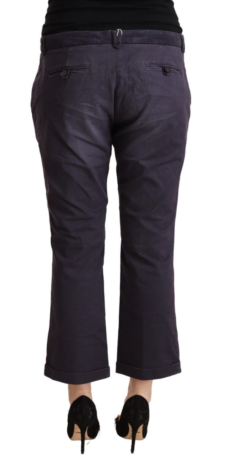 Jucca Schwarze ausgestellte Hose mit tiefem Bund und umgeschlagenem Saum