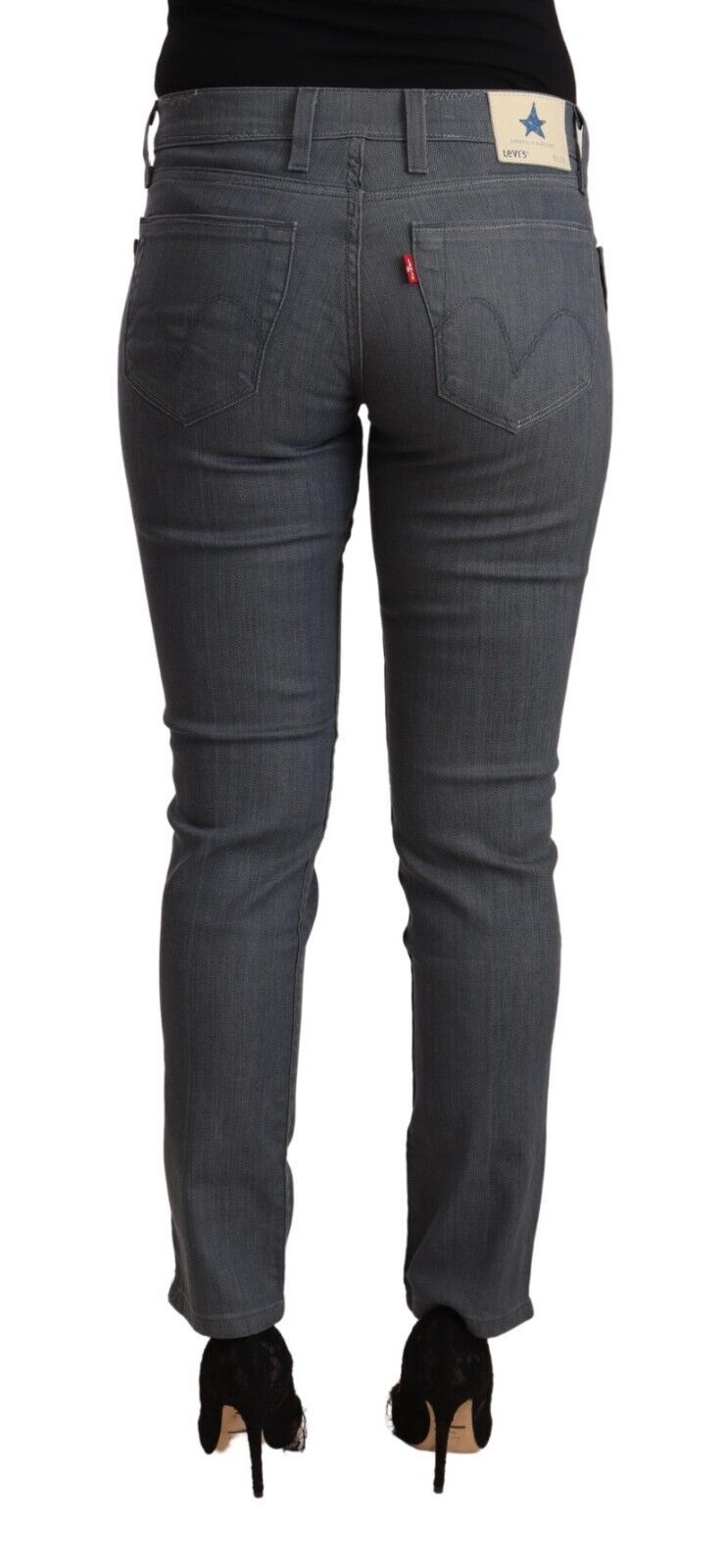 Levi's Graue Skinny Denim-Jeans aus Baumwolle mit niedriger Taille