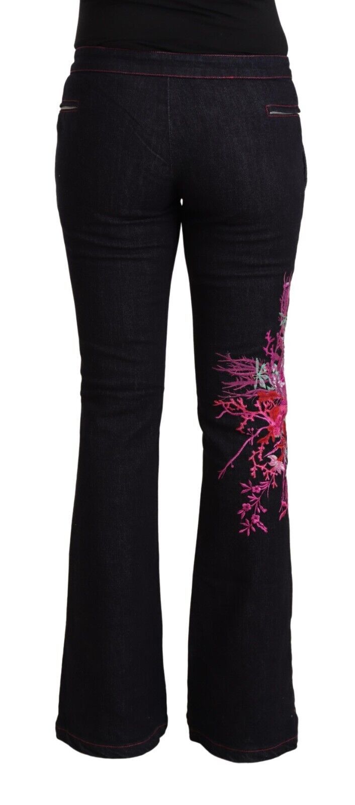 Exte Siyah pamuklu streç kot pantolon ve orta bel kloş denim